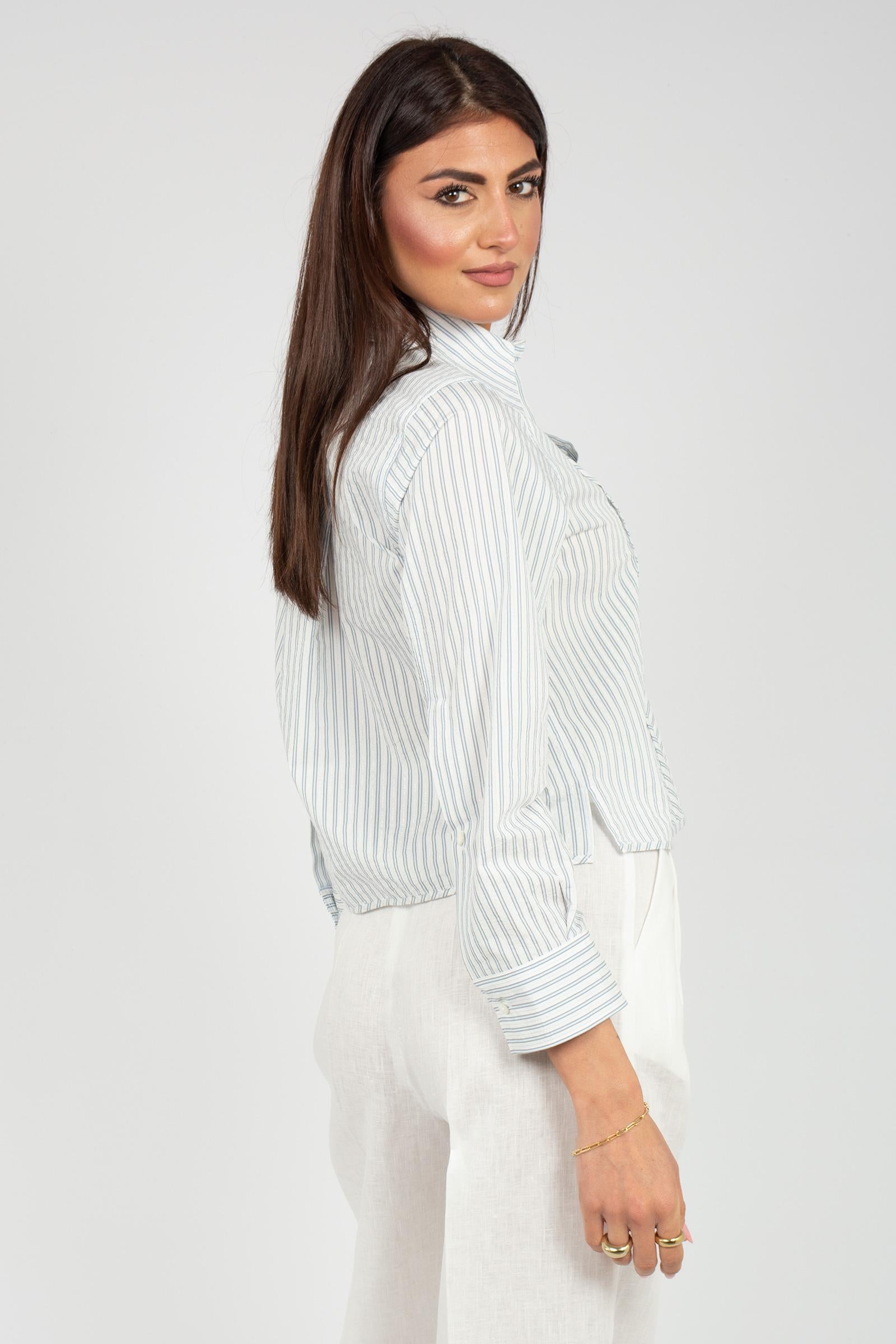 camicia cropped a righe in cotone CA1501230667 726 SEVENTY 
