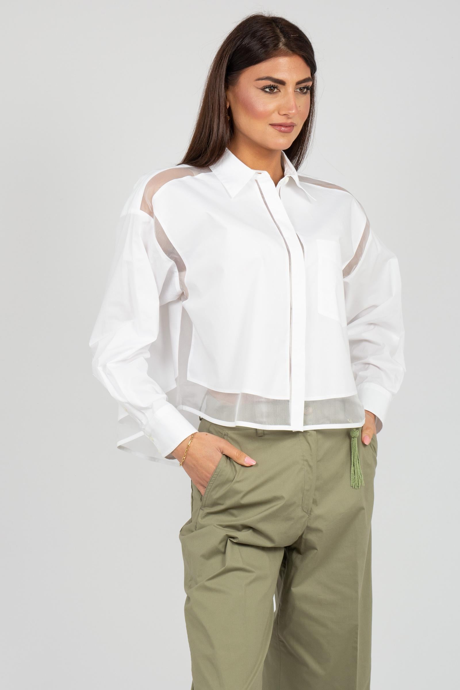 camicia in cotone con organza CA1507200400 001 SEVENTY 