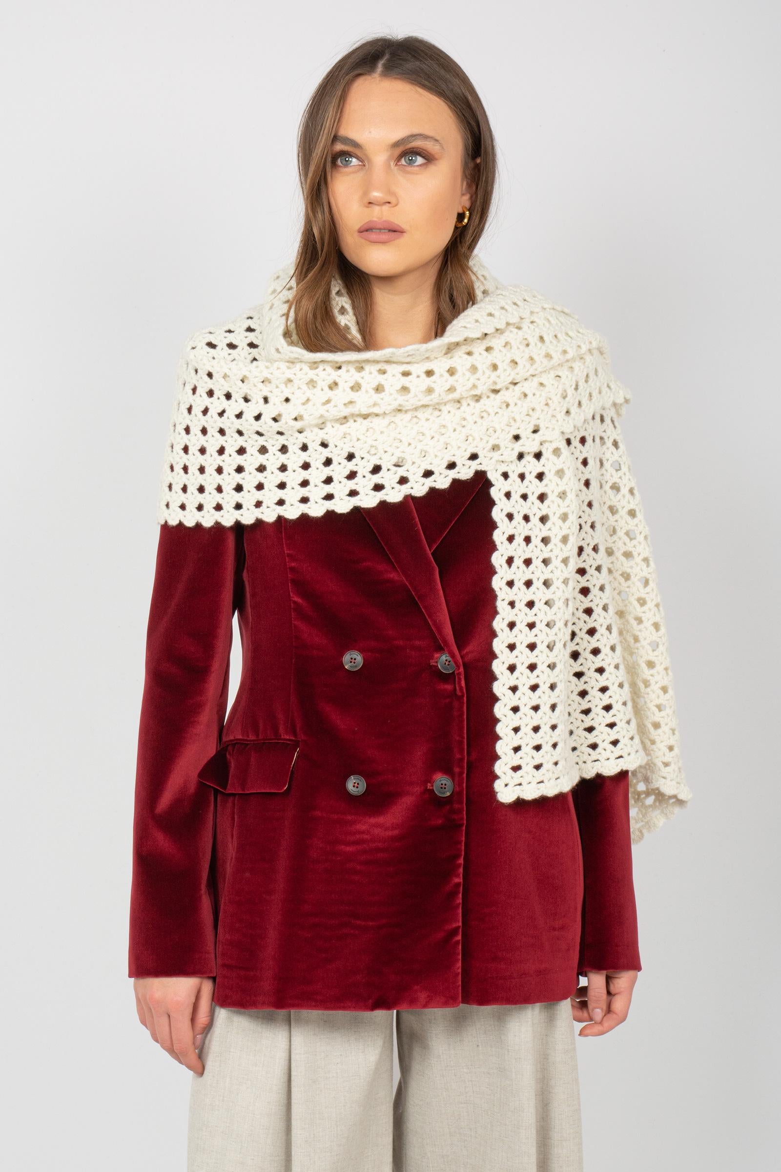 Sciarpa in crochet di puro cashmere L3K804M 102 DRUMOHR 