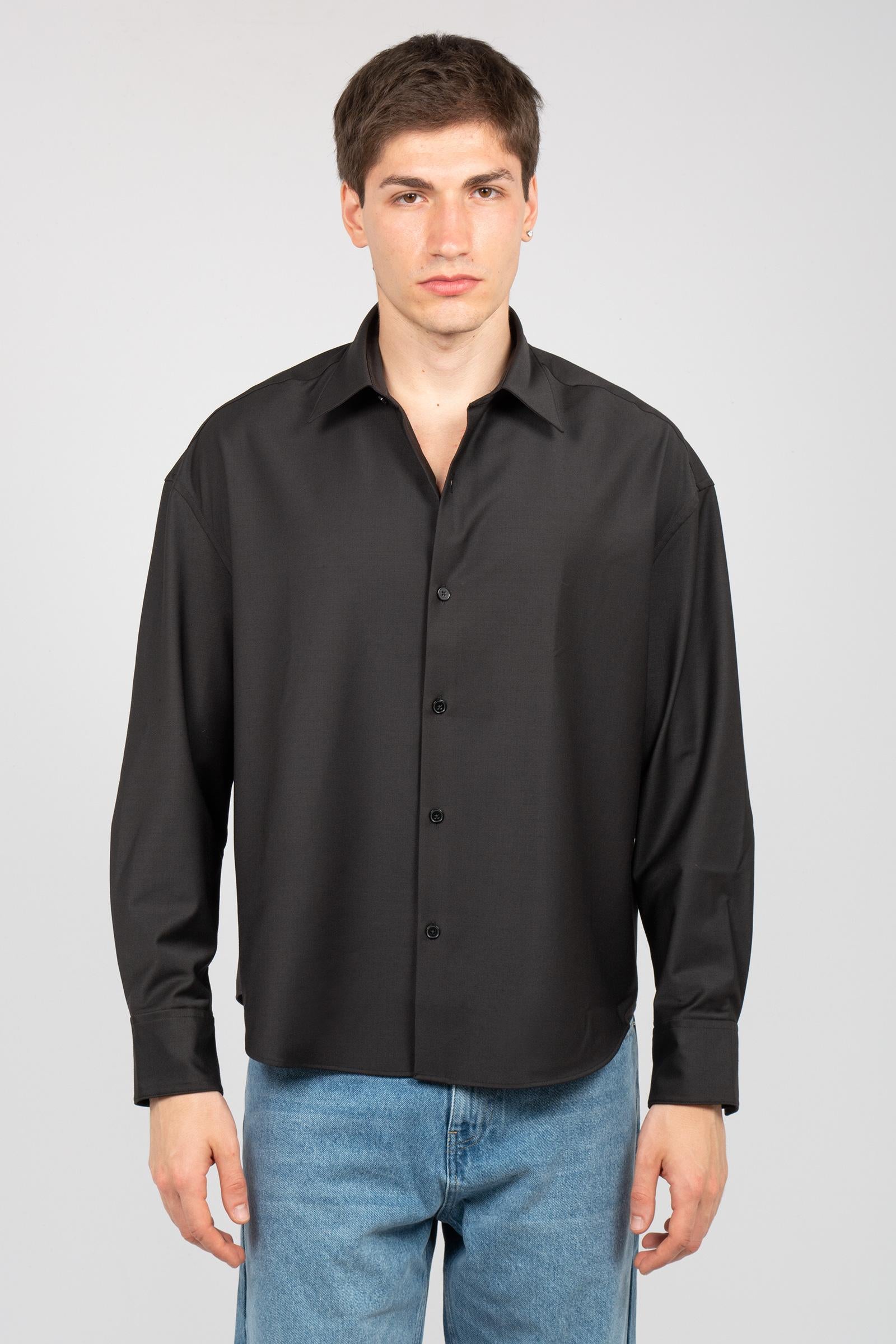 camicia oversize in misto lana 850400 BLACK STUDIO SEIDENSTICKER 