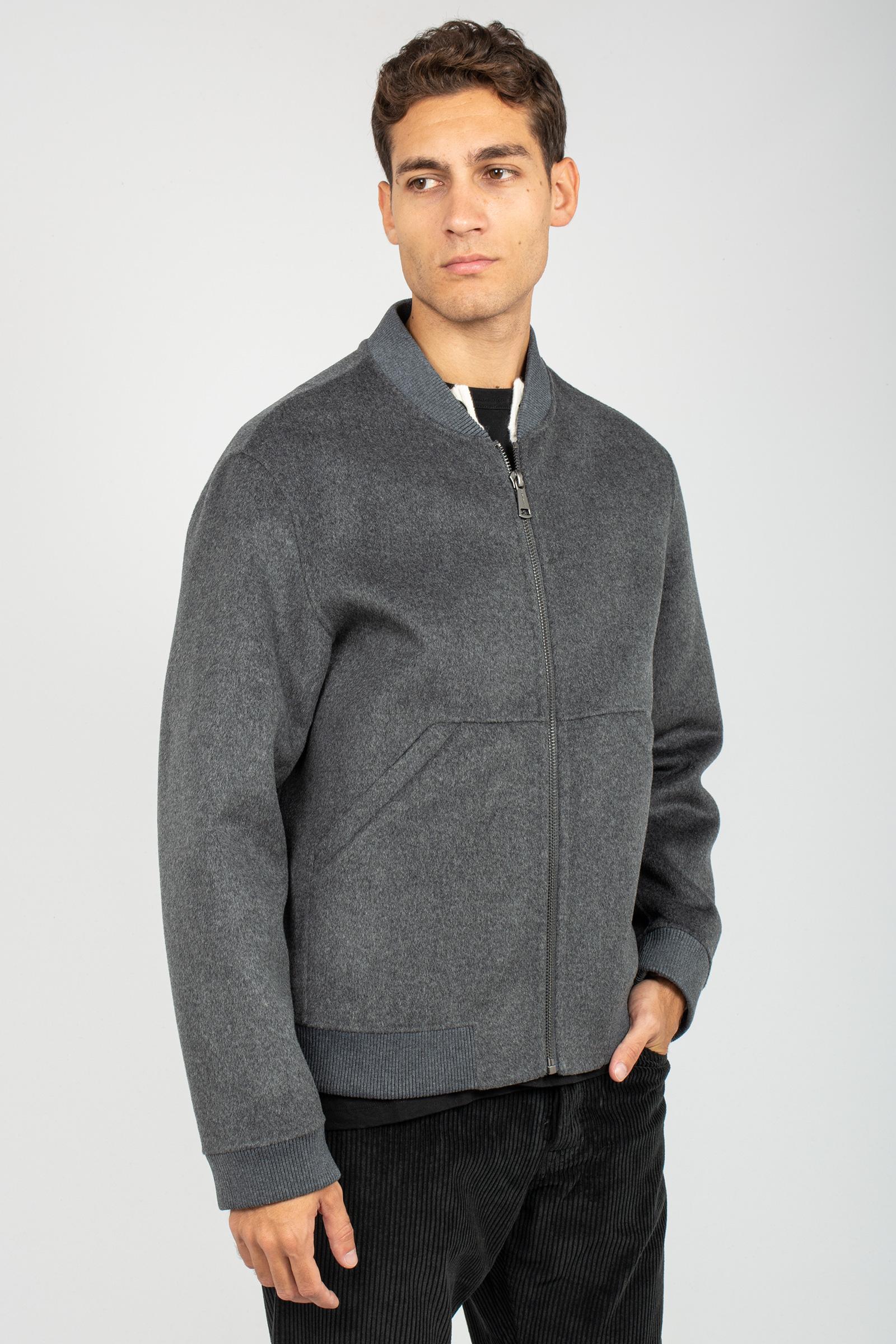 giacca con zip in panno di lana B6F0011 ANTRACITE AMARANTO 