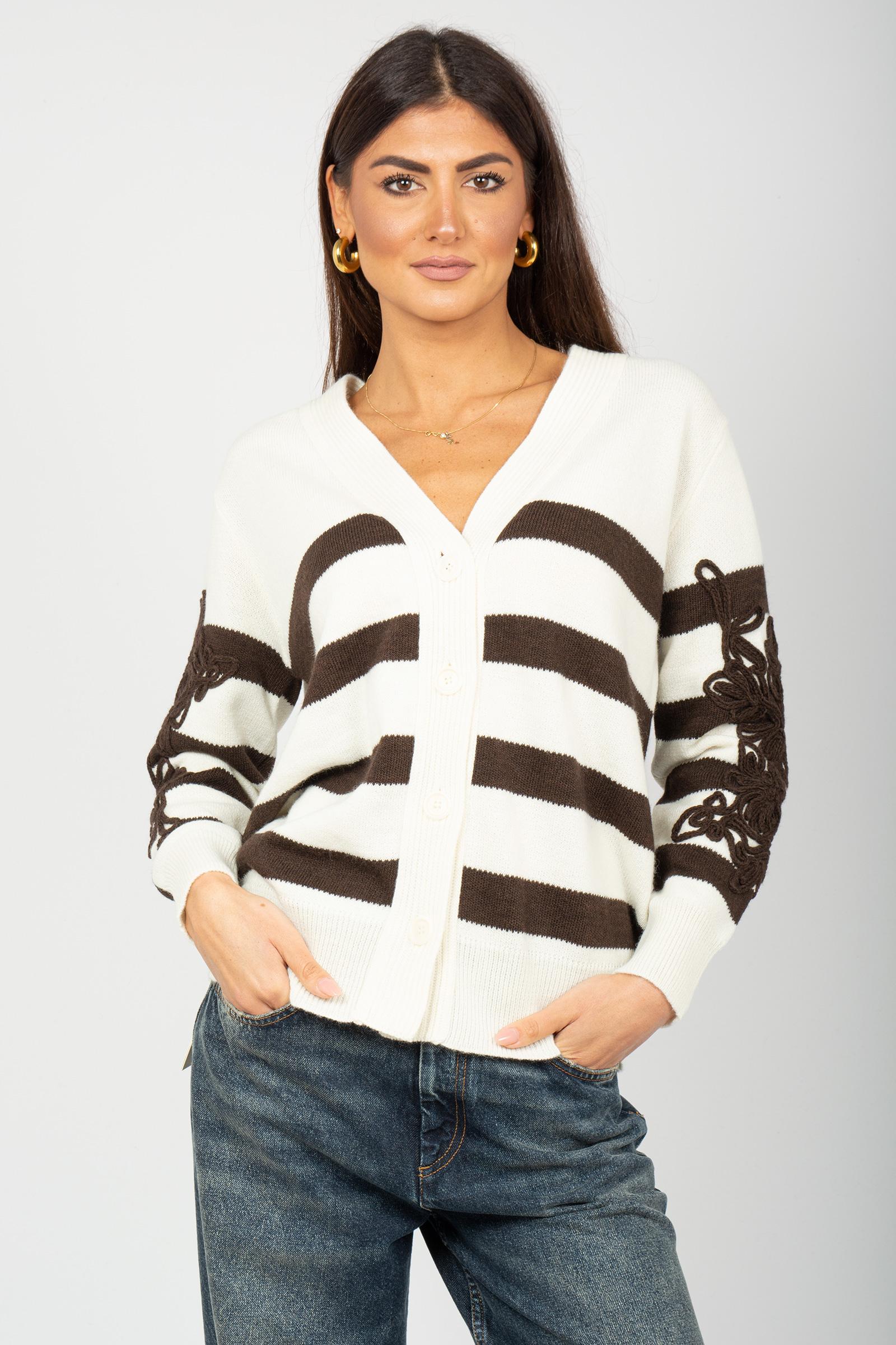 cardigan oversize a righe N044EA5 04948 ERMANNO - ERMANNO SCERVINO 