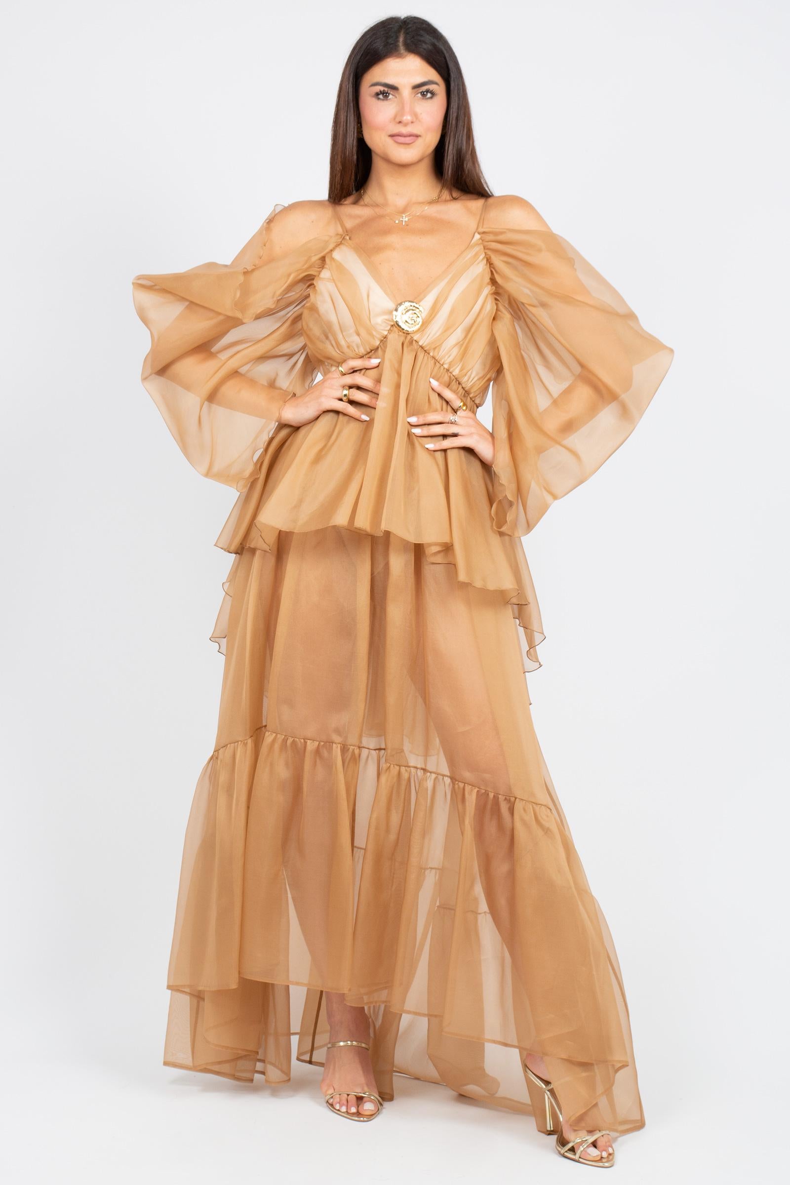 gonna lunga in organza MS2607 MOCHAMOUSSE MIRIAM STELLA 