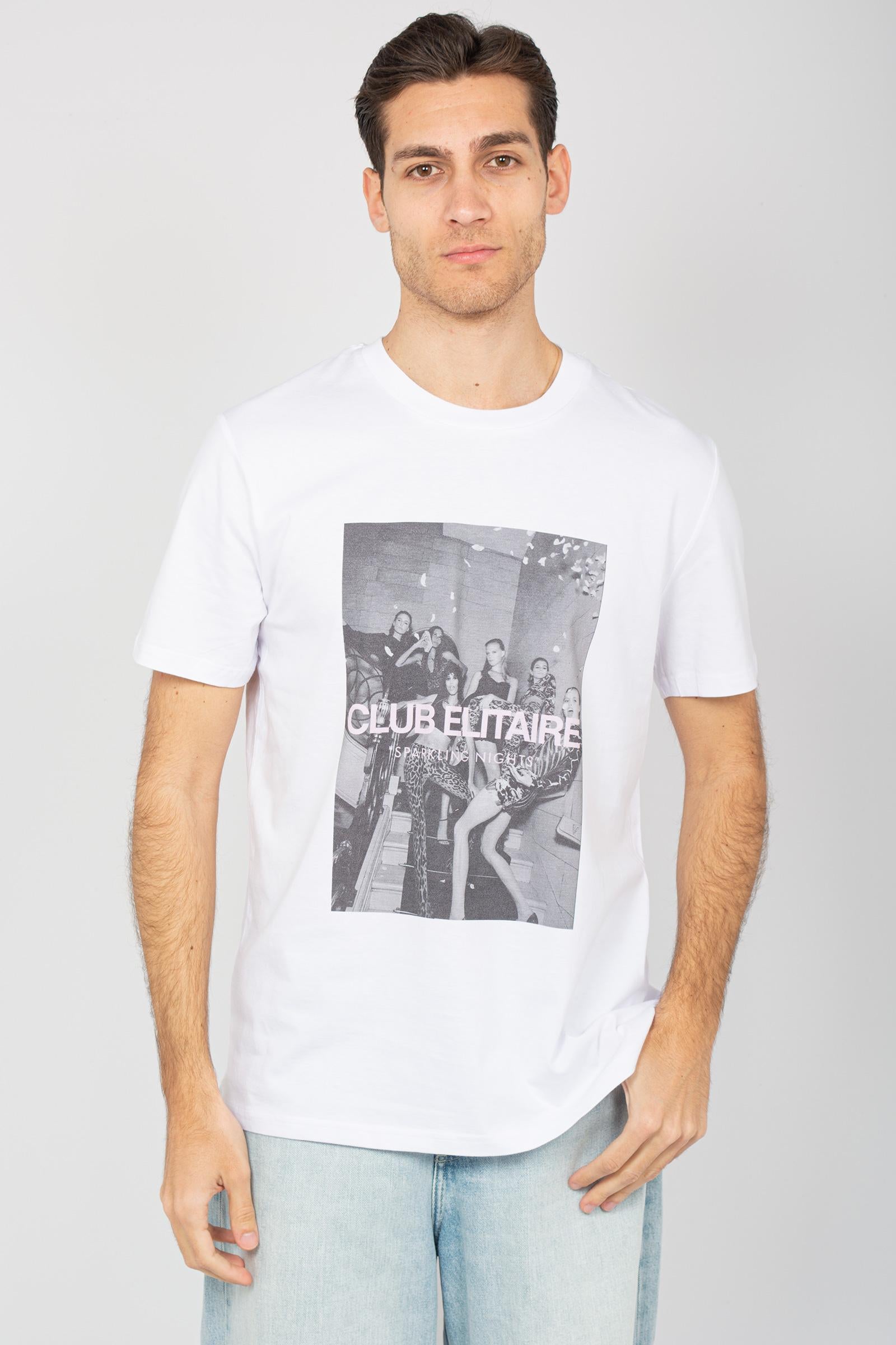 t-shirt in cotone con stampa club elitaire UTEE836TAIR WHT ELITE 