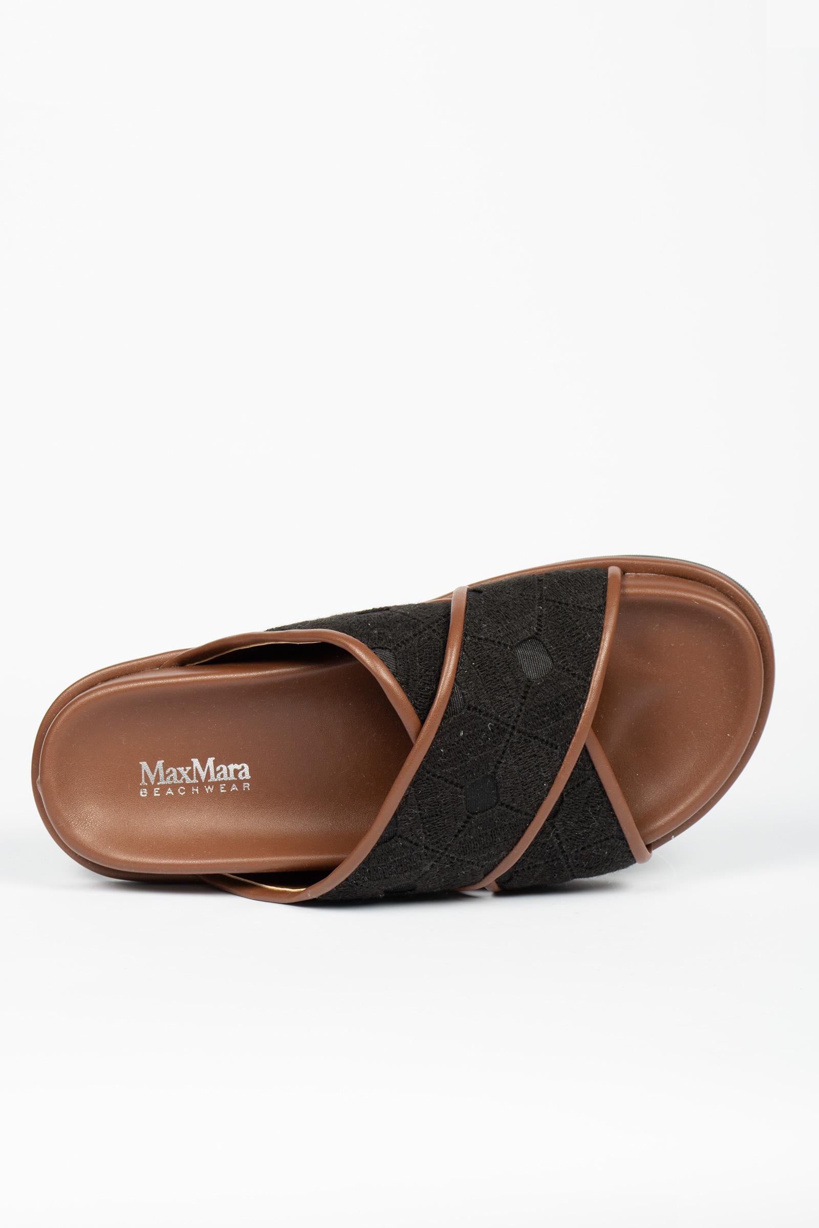 Pantofola con fasce in sangallo 'peonie' 2616521019600 002 MAXMARA BEACHWARE 