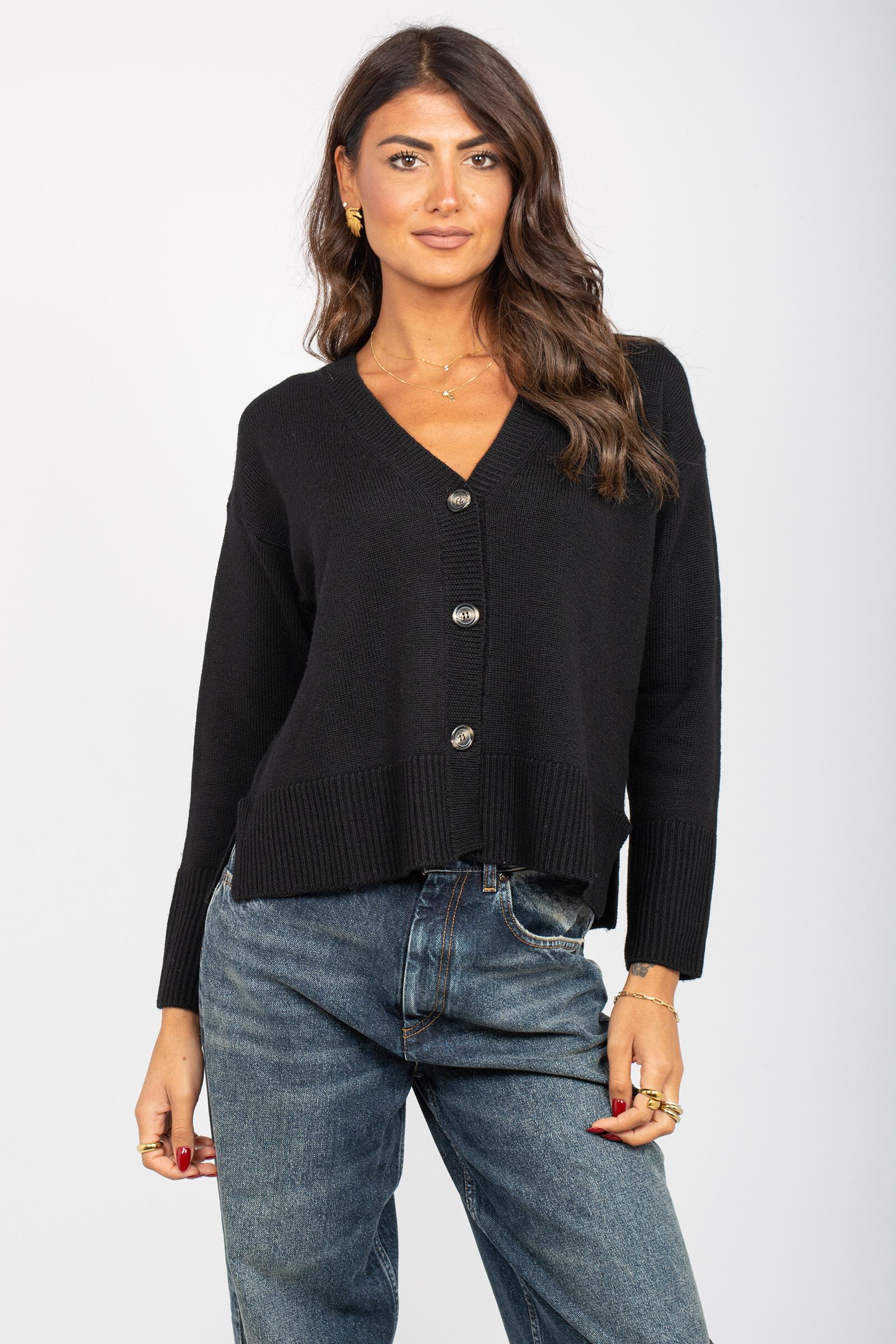 cardigan in lana M3F0099 NERO SOLOTRE 