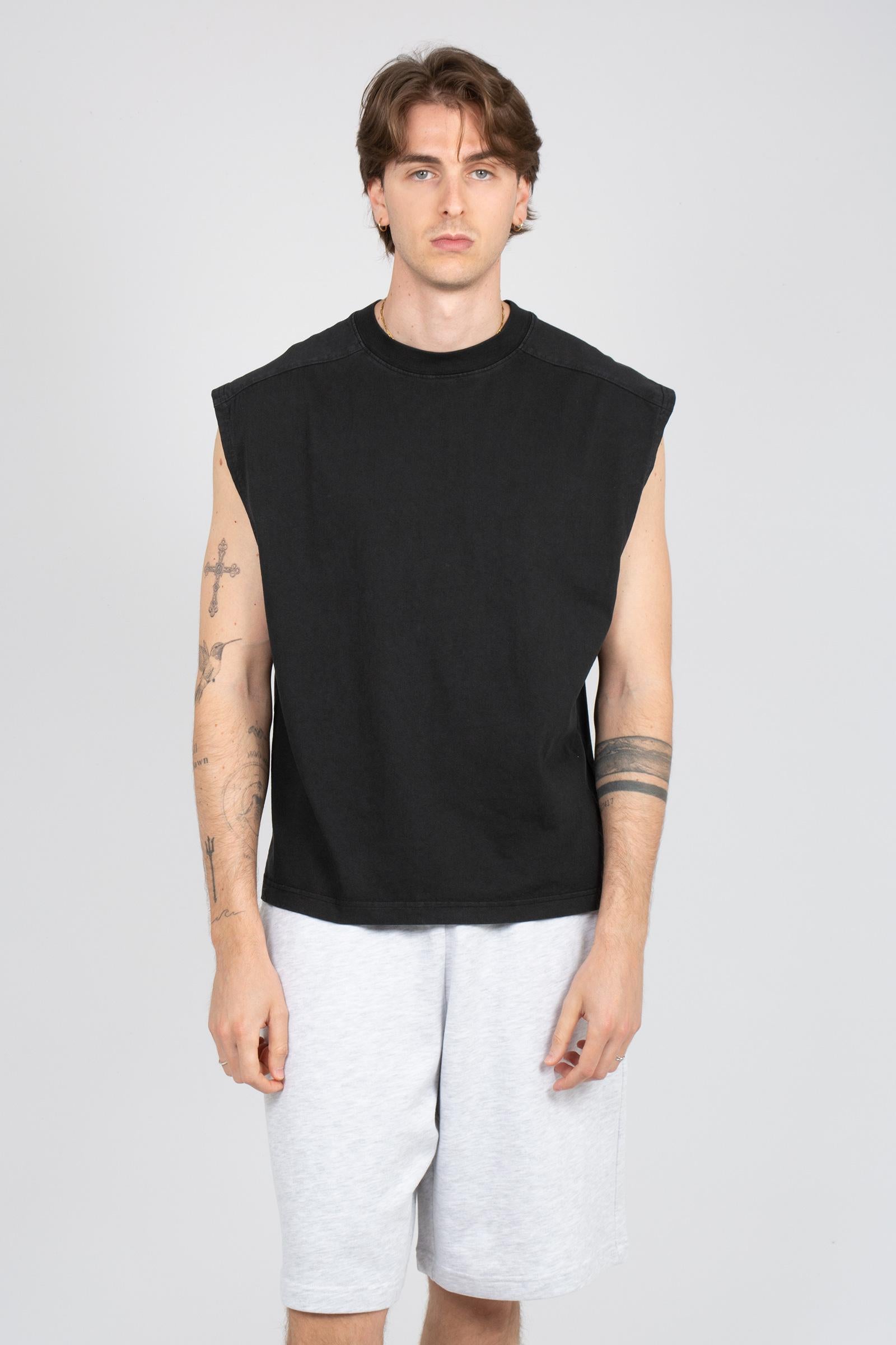 t-shirt sleeveless in cotone 26011620001 BLK NEW AMSTERDAM 