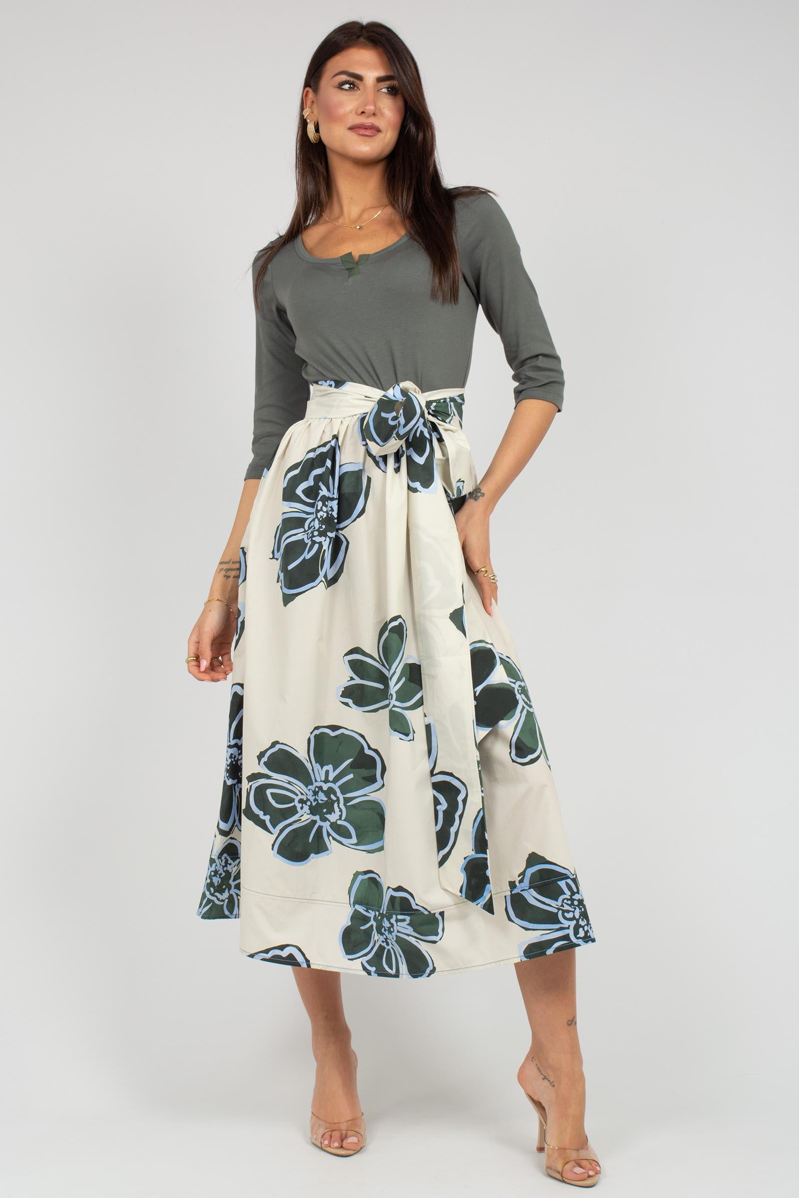 abito in cotone stampato S7399V9590 428 ROSSO 35 