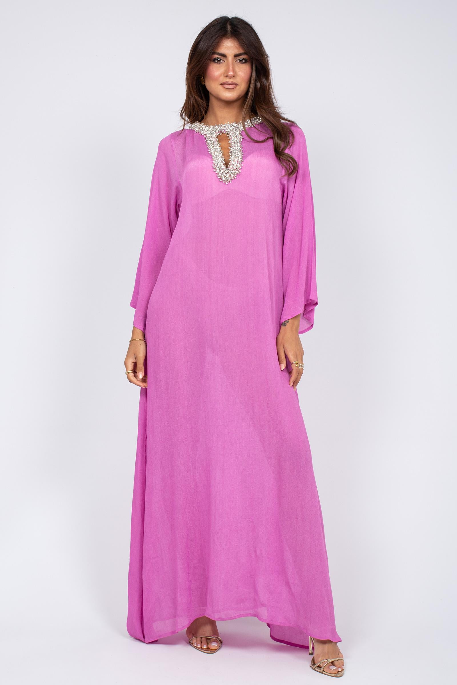 tunica in chiffon con ricamo MS2617 LILAC MIRIAM STELLA 