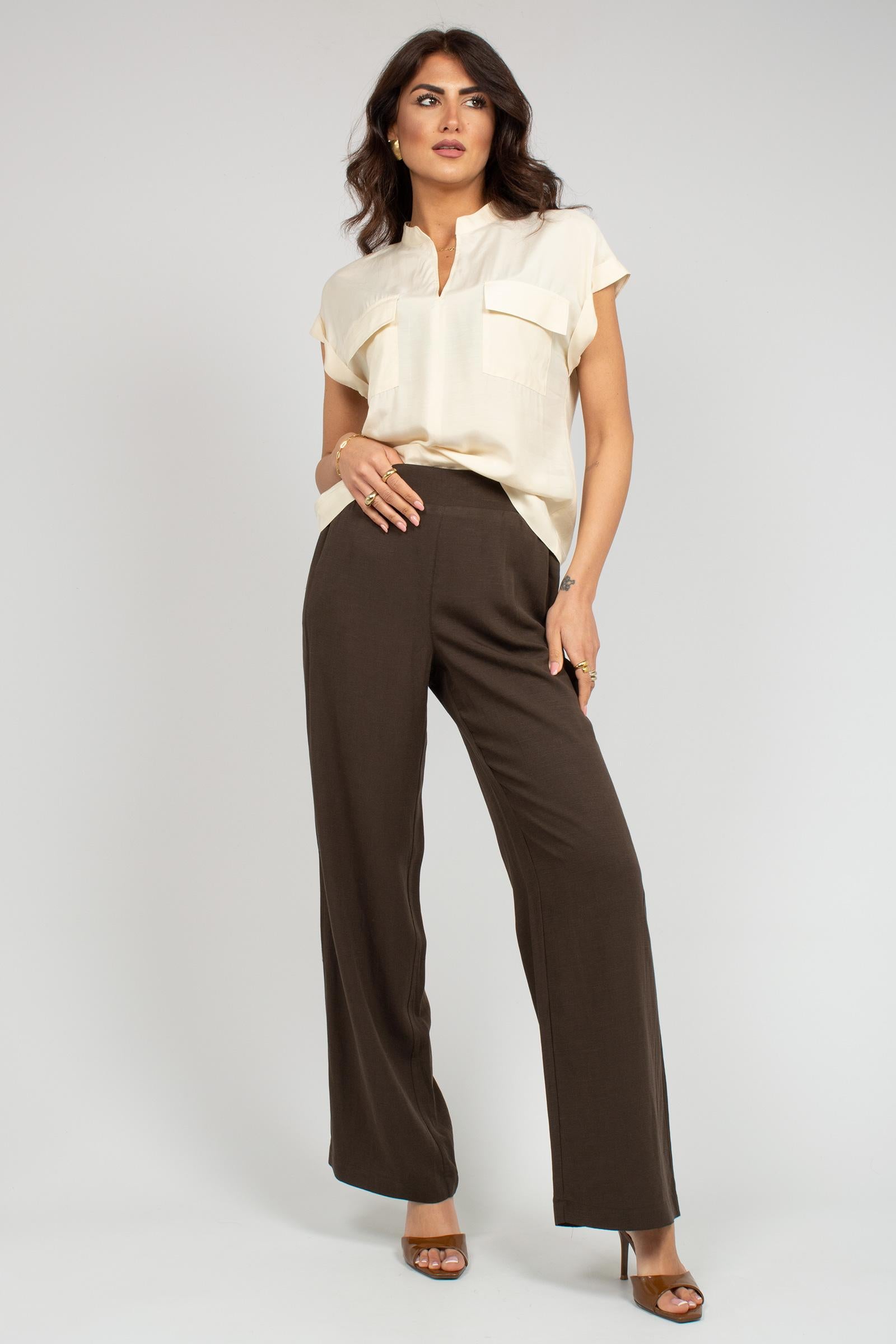 pantalone in misto viscosa e lino P004R008917N 22 DIANA GALLESI 