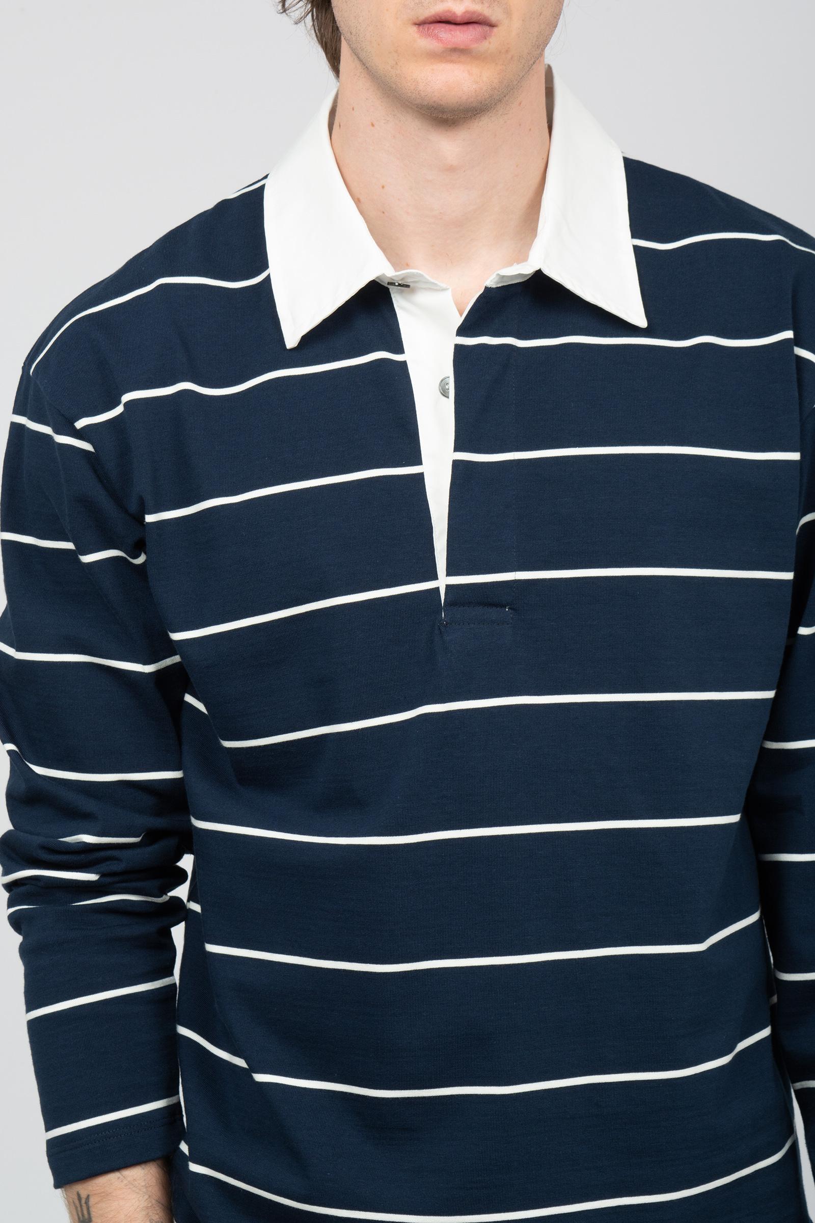 polo a righe in cotone B6AB0011 BLUE AMARANTO 