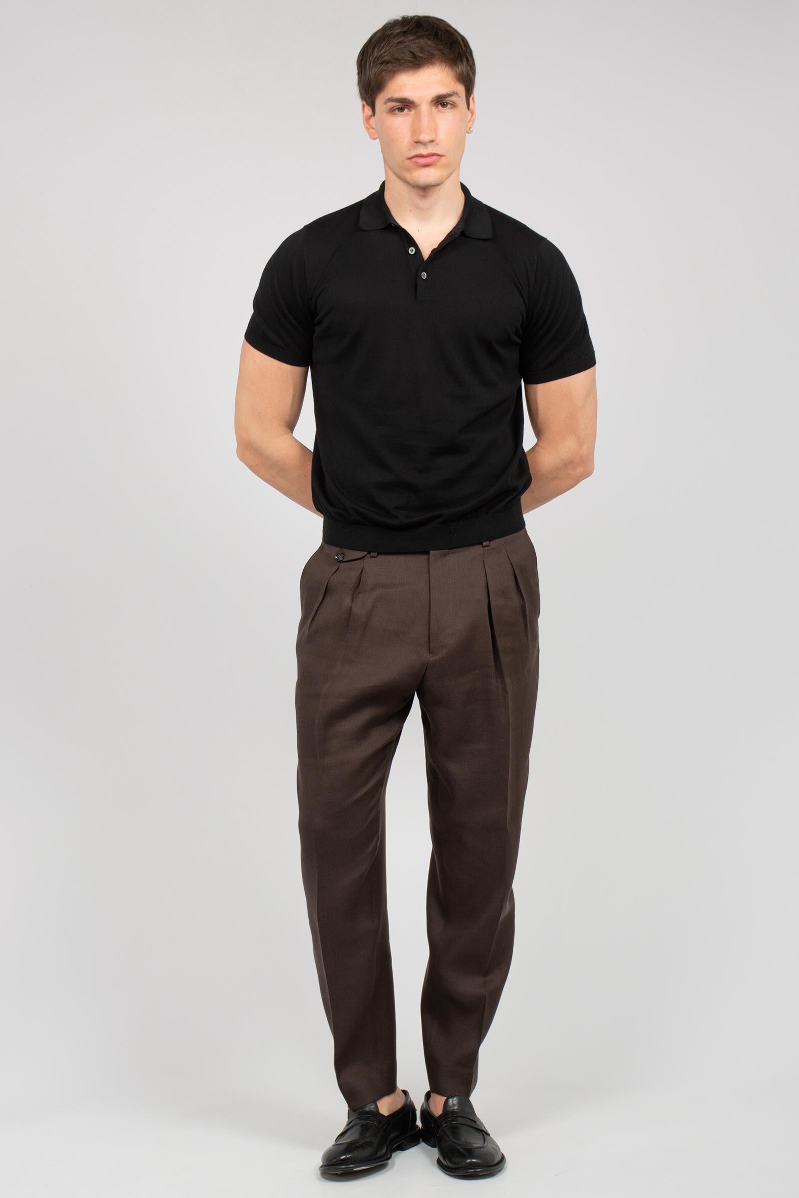 pantalone in lino 'sammy' SAMMYLM85S26 CACAO BE ABLE 