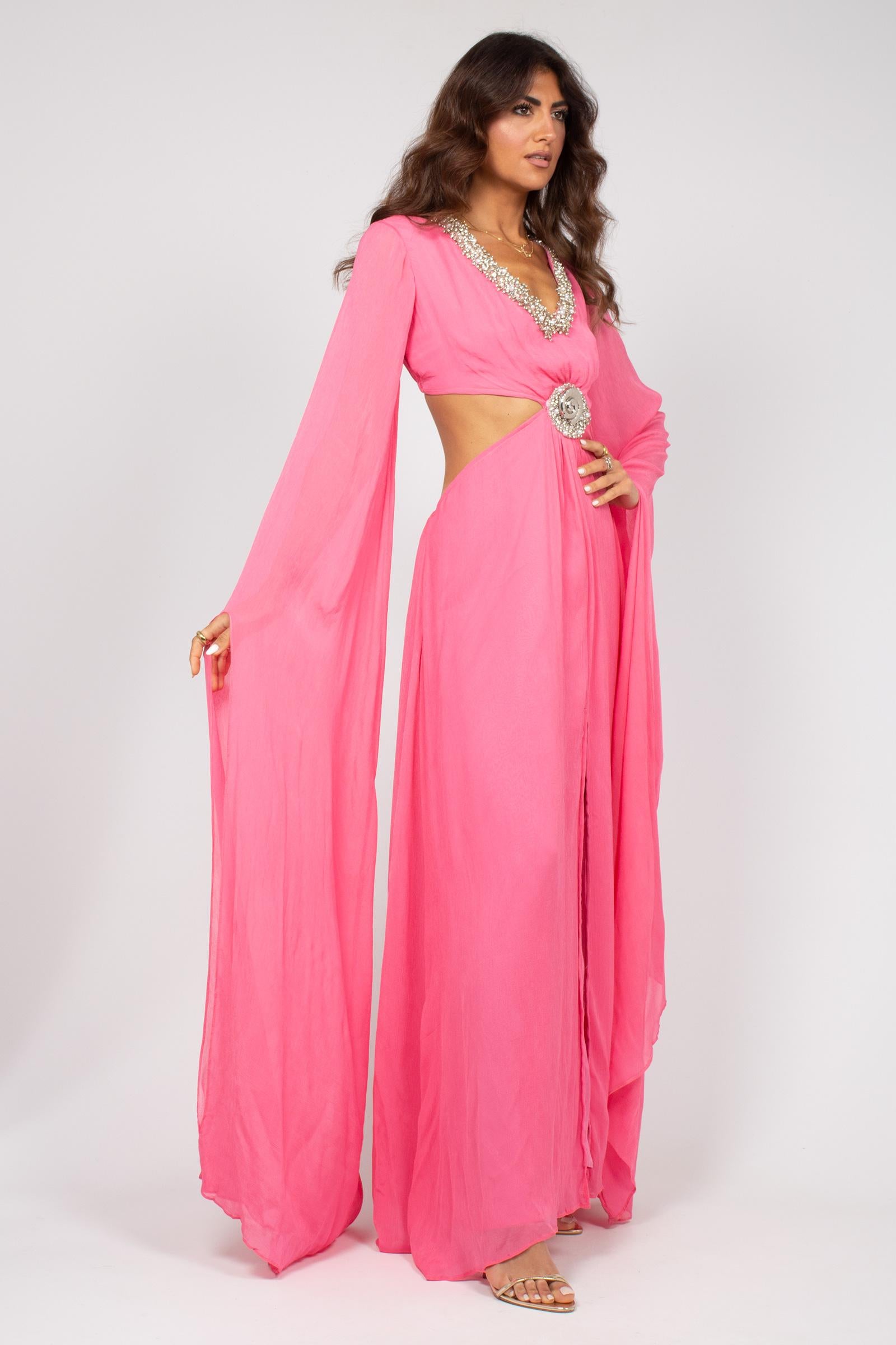 abito cut out con ricami MS2620 PINK MIRIAM STELLA 