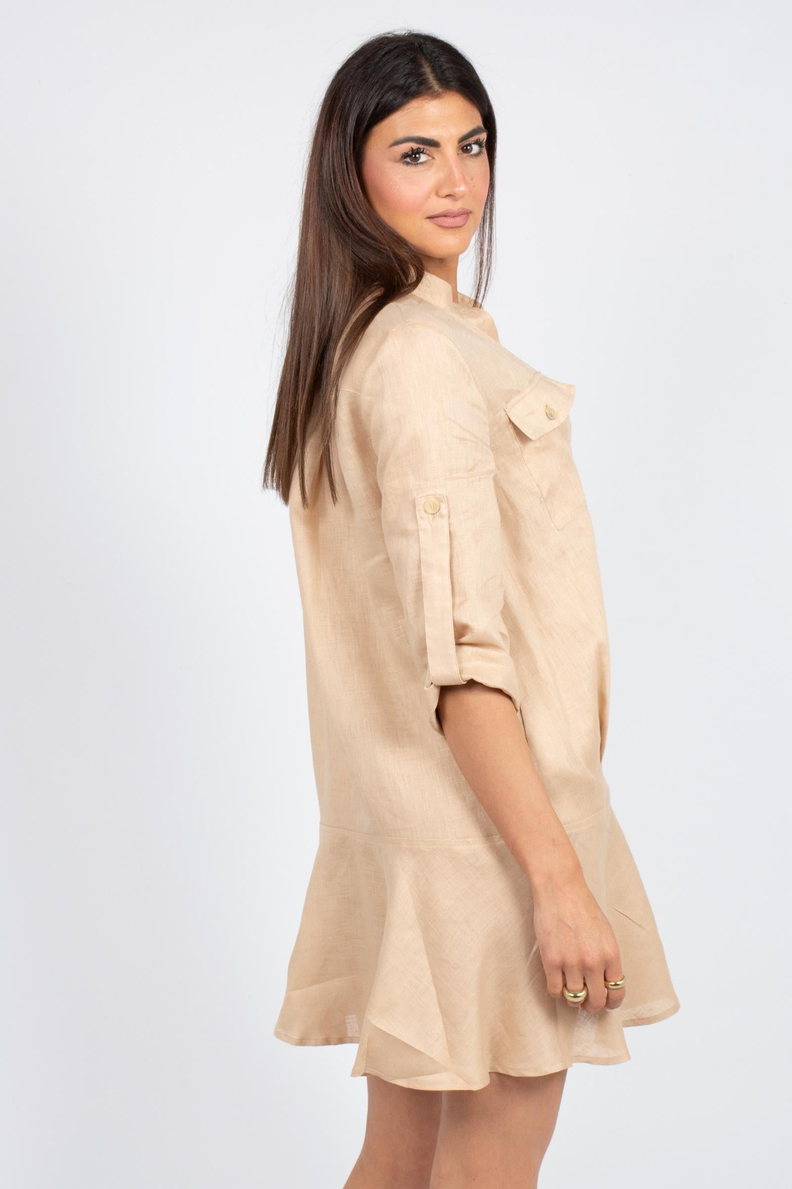 abito corto in lino carola' S6SN20 V64 SEMICOUTURE 