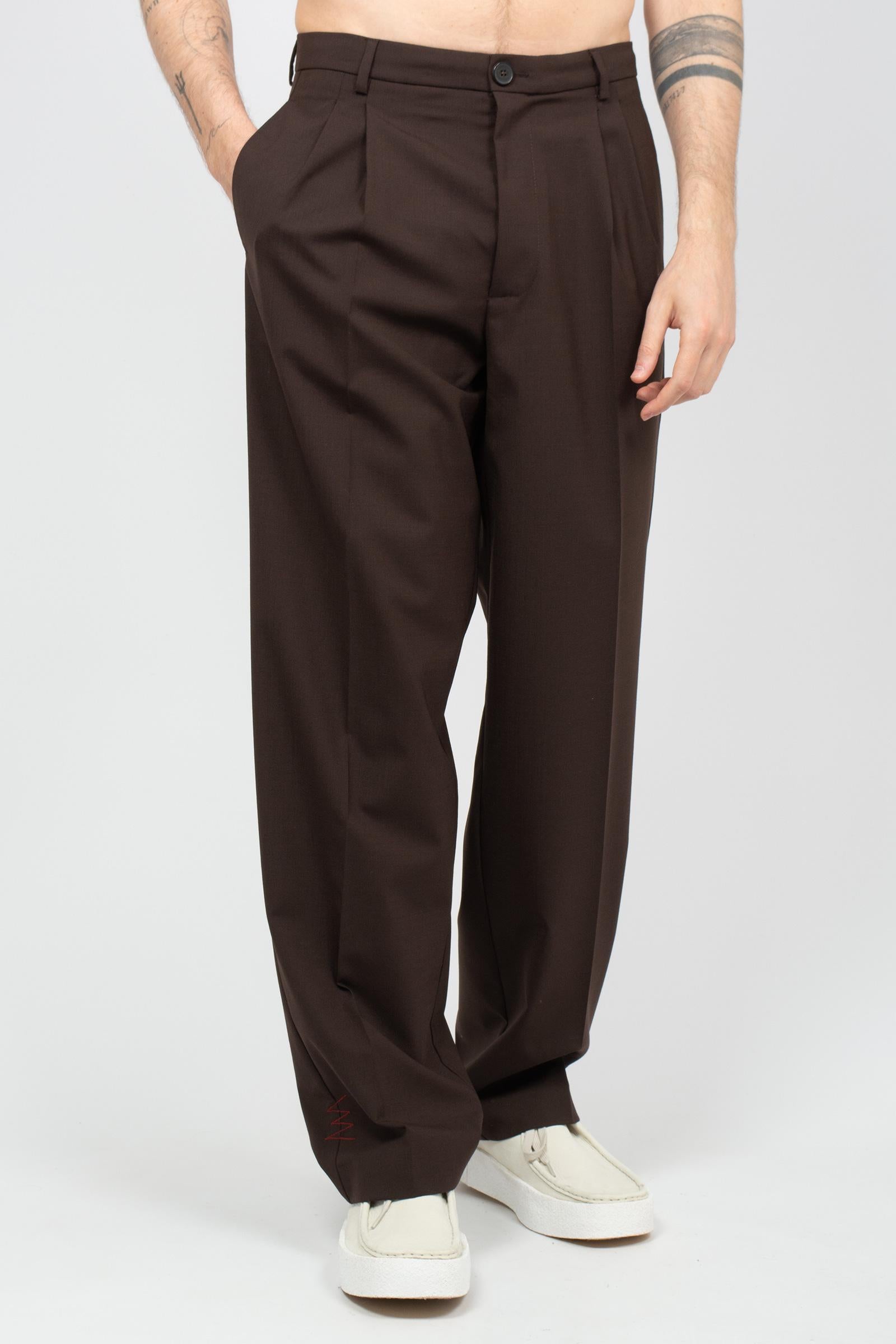 pantalone in misto lana B6AB0041 MORO AMARANTO 