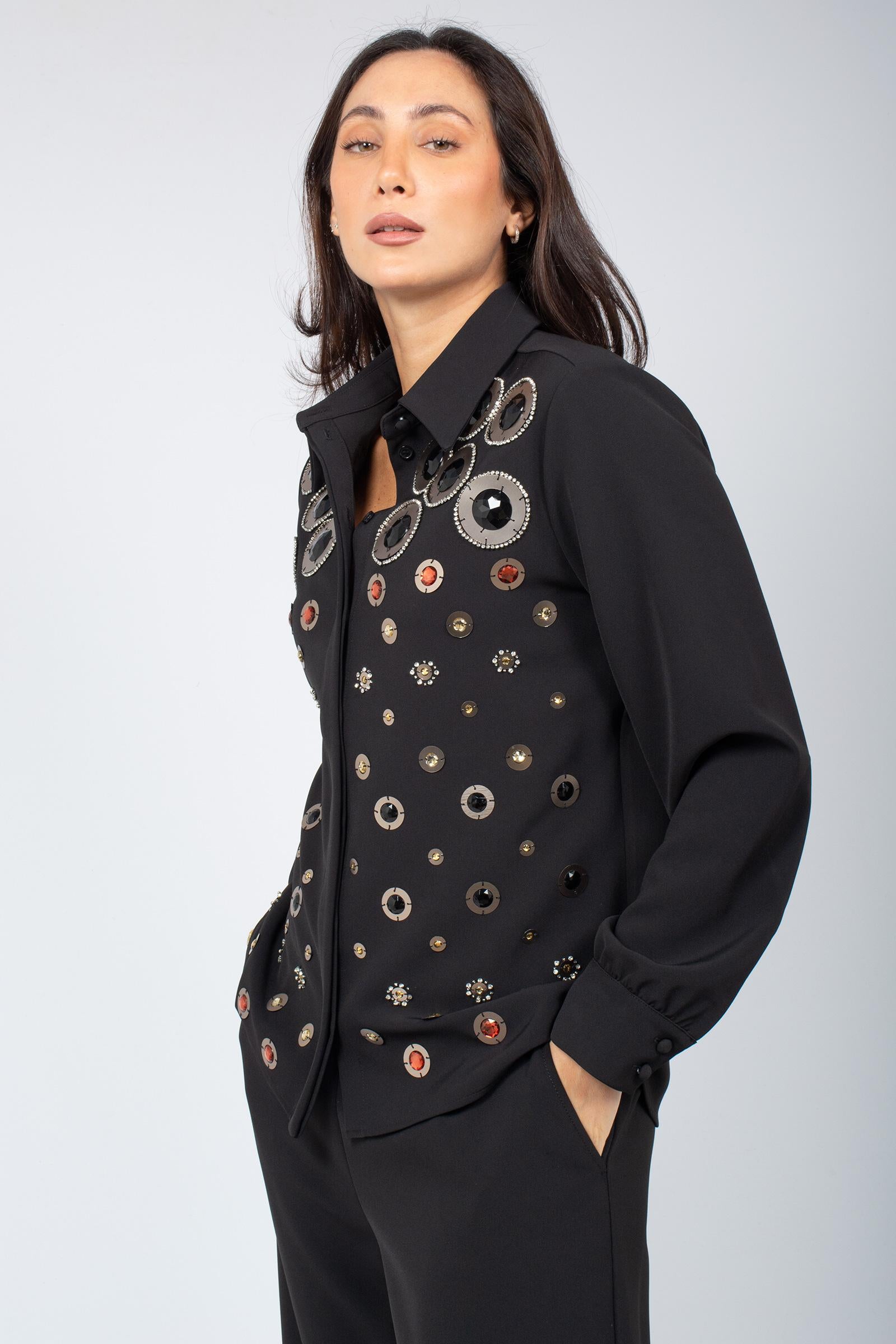 camicia in cadis con ricami disco JM556450657 20000 MALIPARMI 