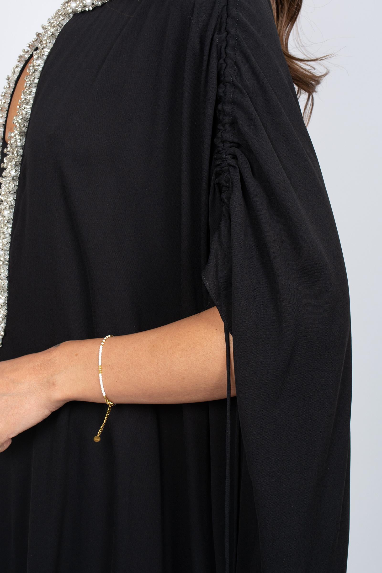 kaftano con ricamo sul collo MS2615 BLK MIRIAM STELLA 