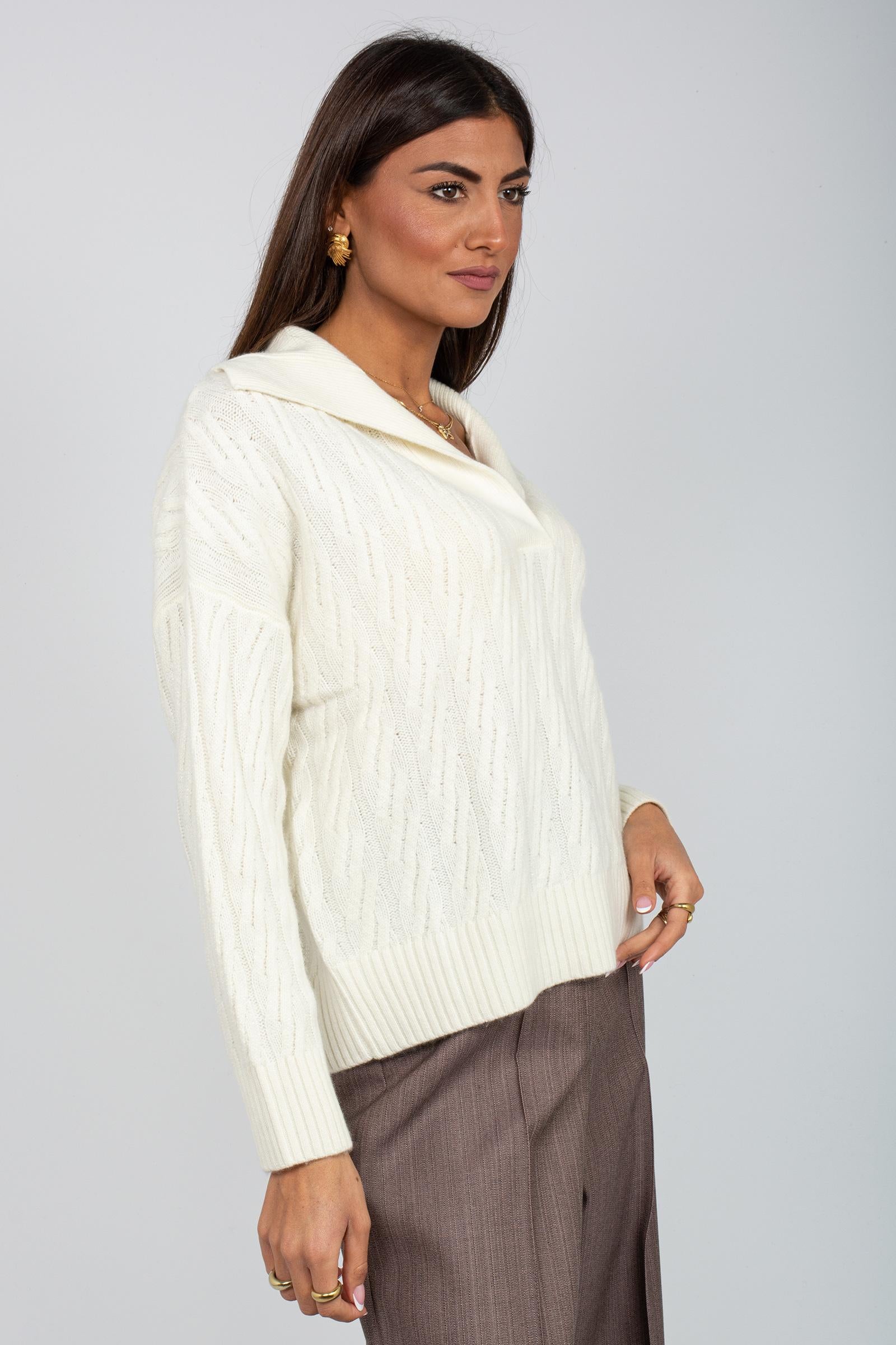 polo in lana in cachemire 654064 WHITE INTERDEE 