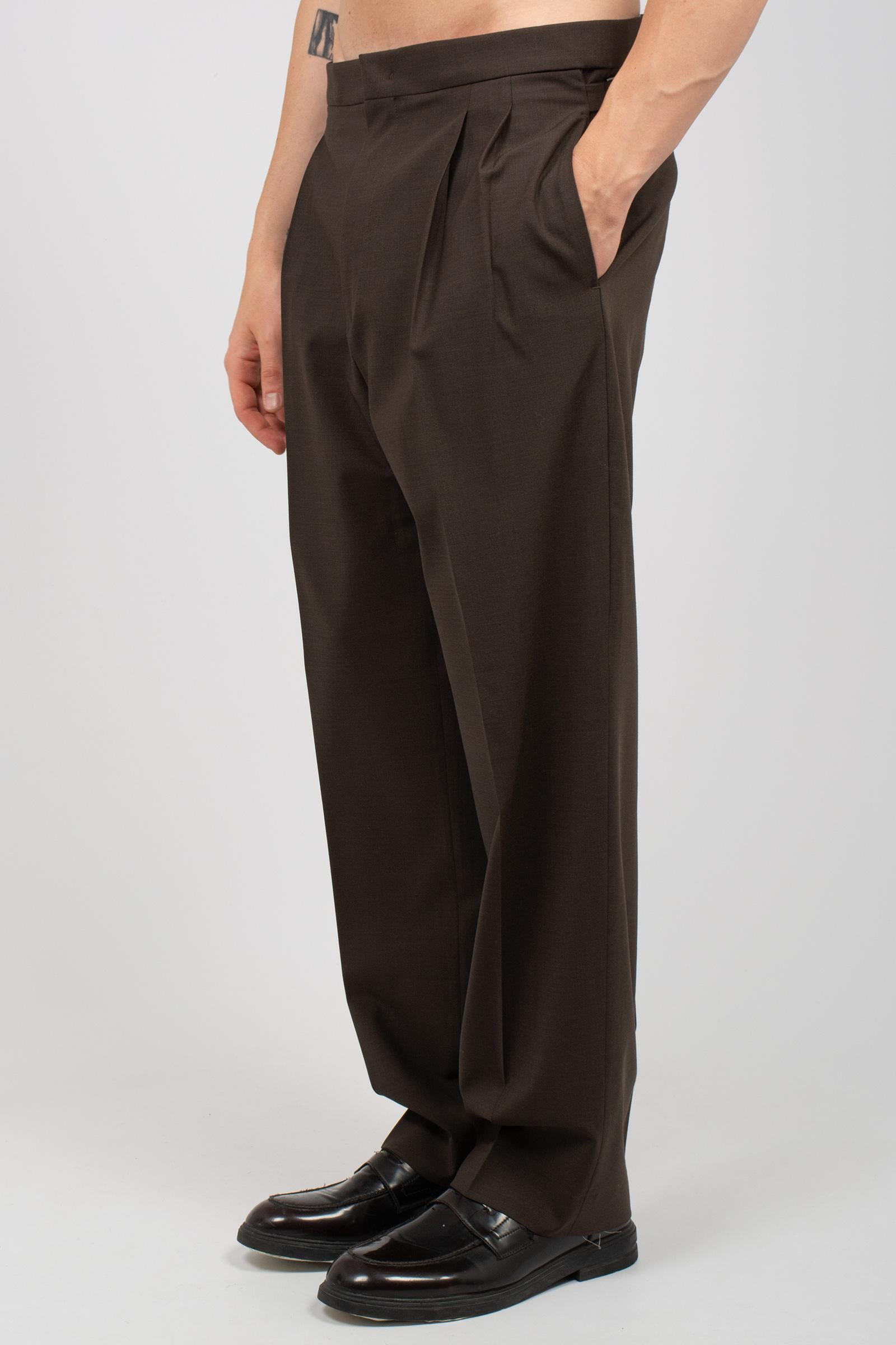 pantalone fondo 23cm in misto lana 'mat' MATTBCMS26 MORO BE ABLE 