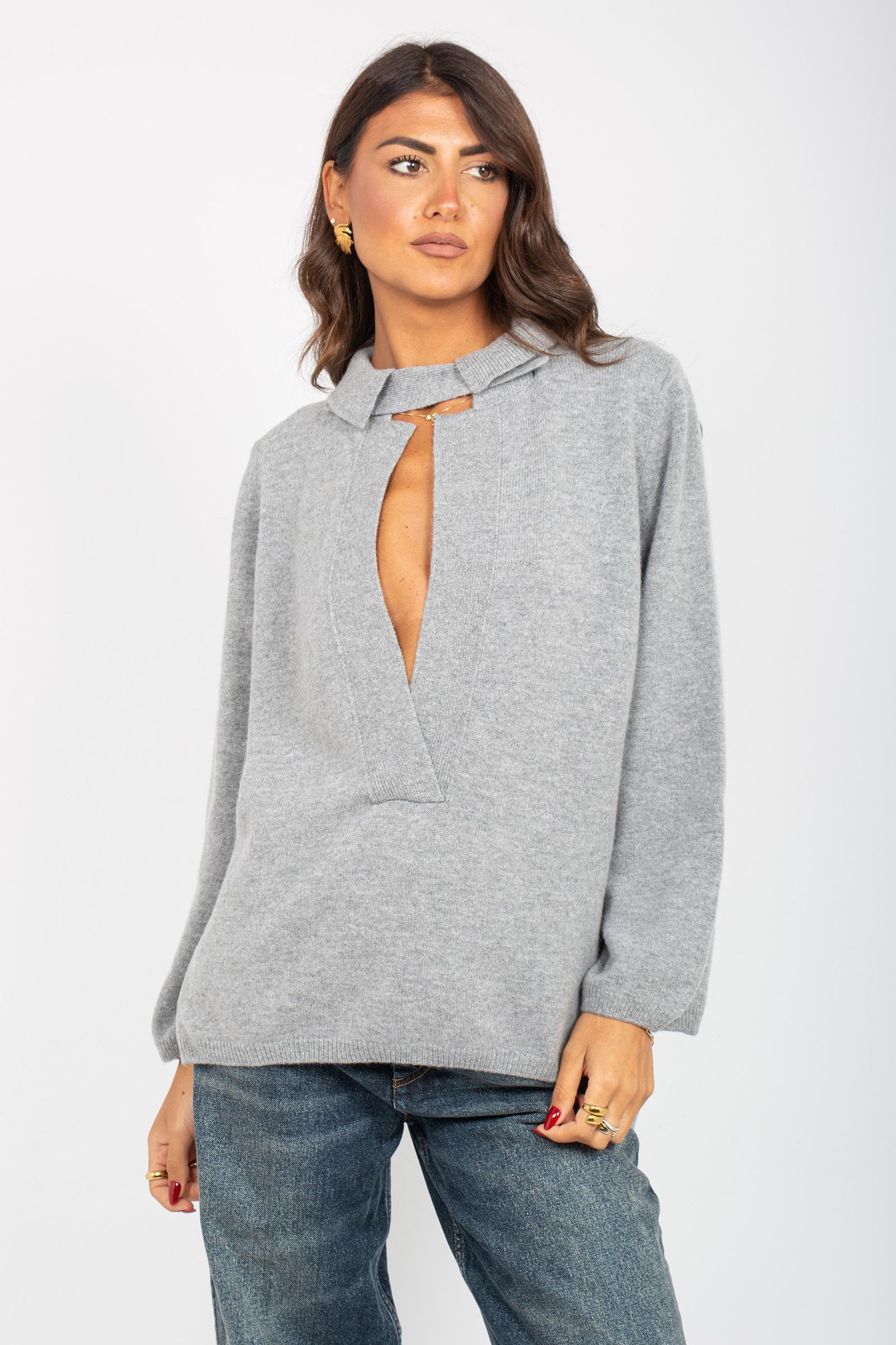 polo oversize in lana M3F0040 GRIGIO SOLOTRE 