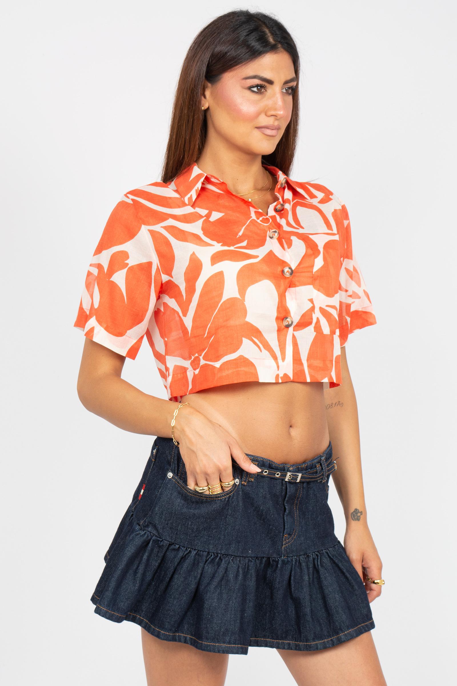 camicia cropped in cotone check 5004R003090N 41 DIANA GALLESI 