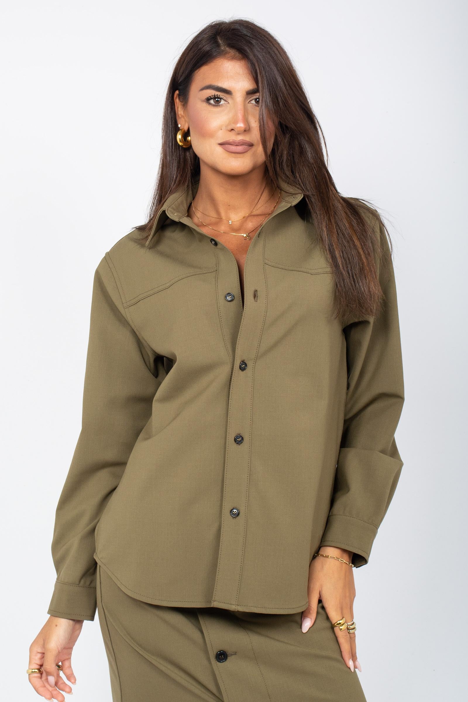 camicia in gabardine di cotone 'mina' SVW201814W0206 VERDE SIVIGLIA 