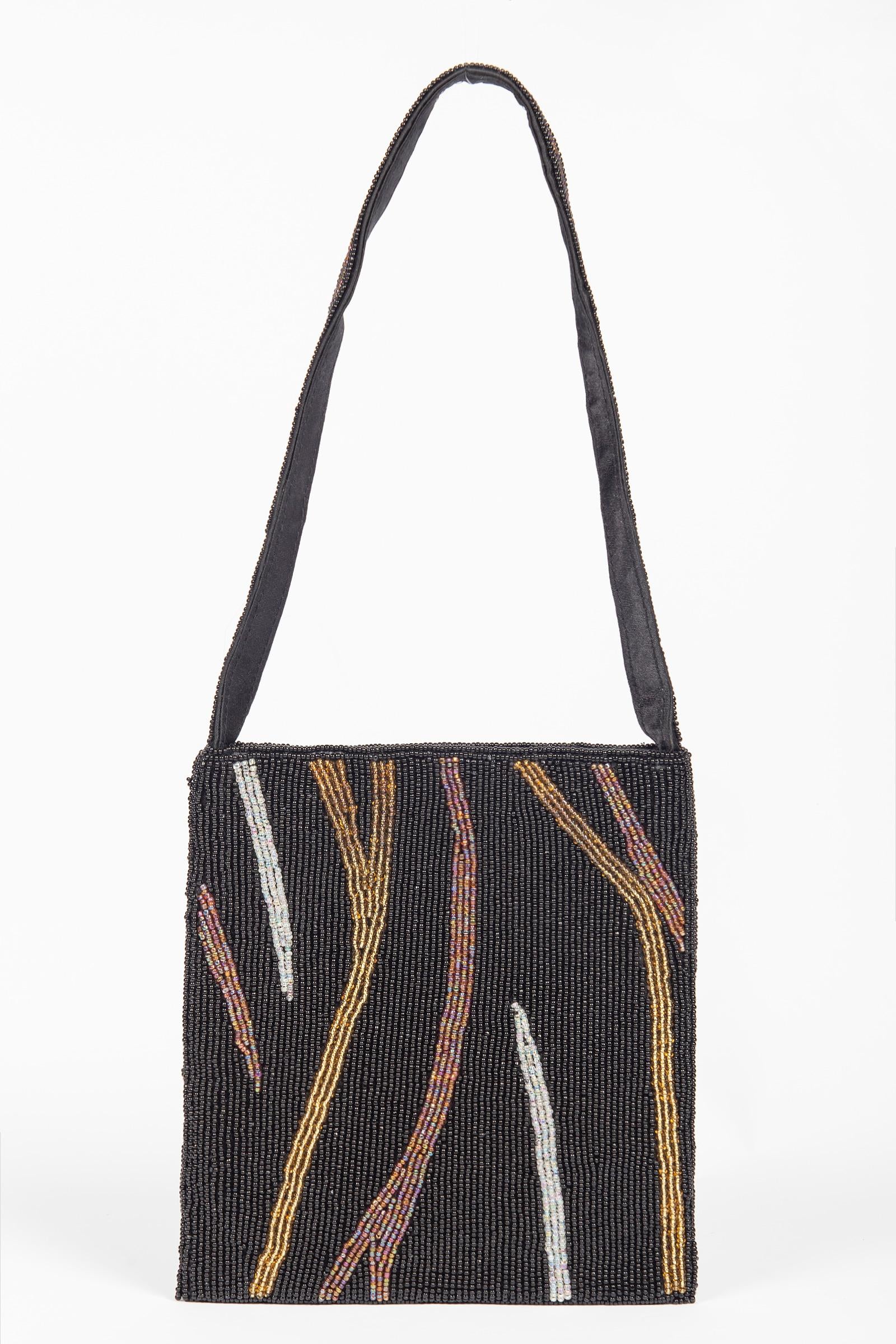 borsa a mano ricamara AC0240 NERO ANNA CECERE 