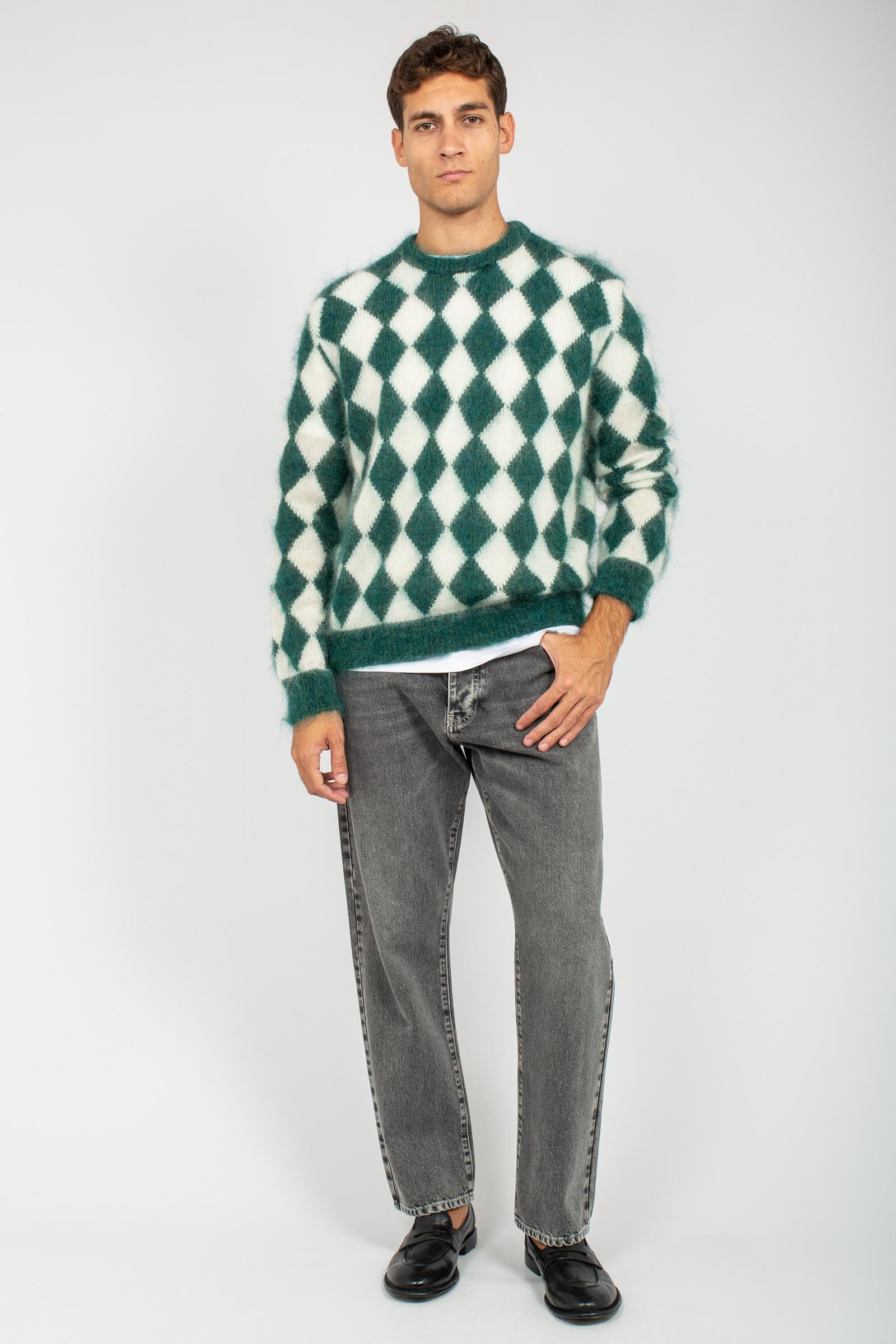 girocollo a rombi in misto mohair B9F0053 BOTTIGLIA AMARANTO 