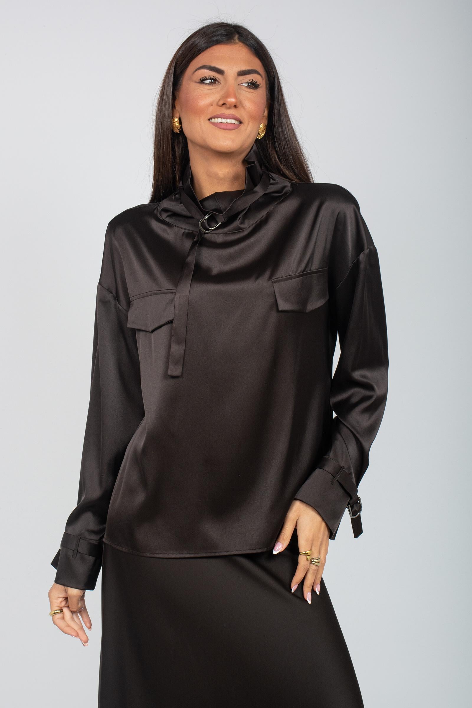 camicia in raso con laccetti 61705 20 D.EXTERIOR 