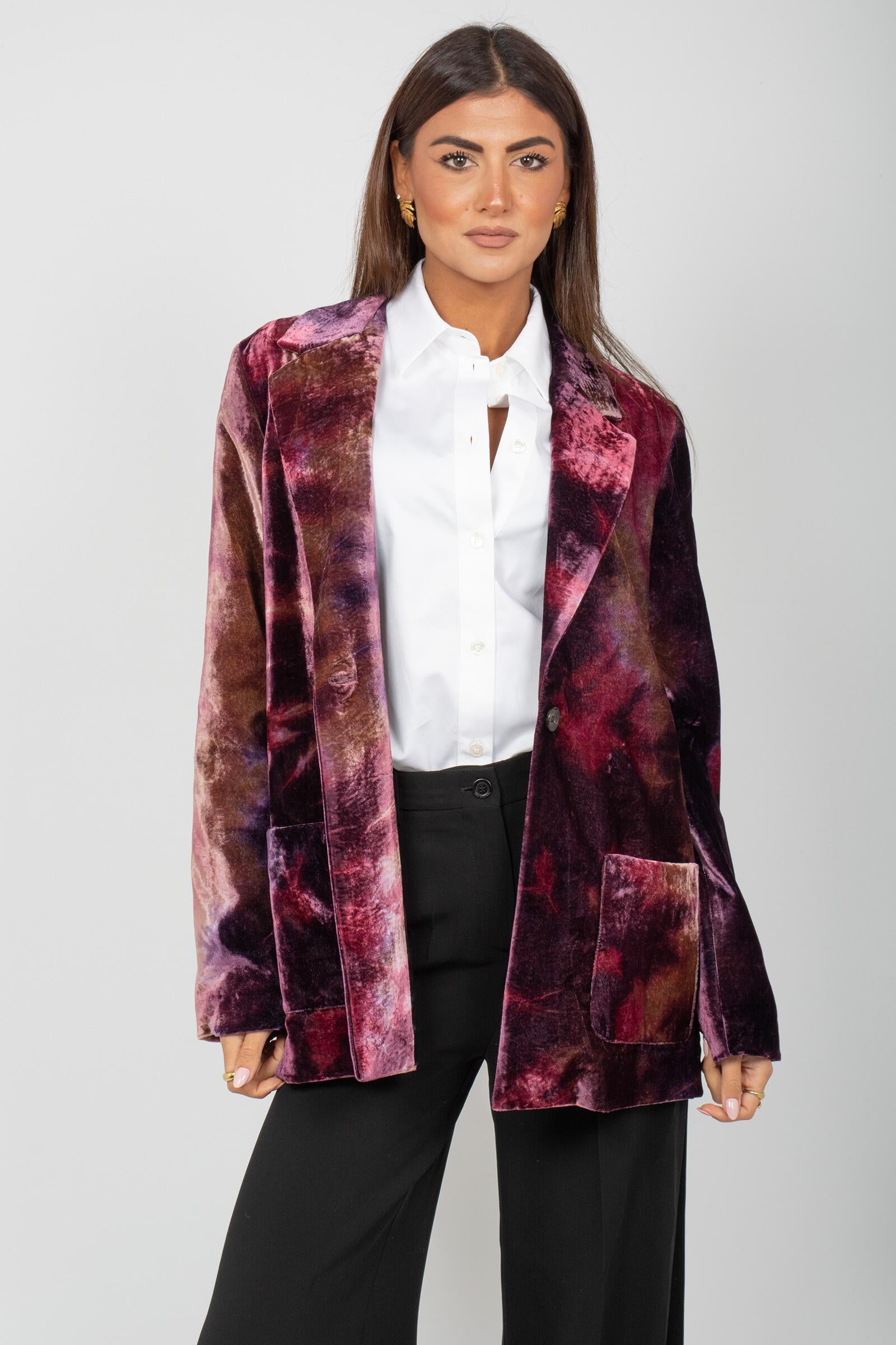 giacca in velluto stamapato 253F56011 VIOLA ROBERTO COLLINA 