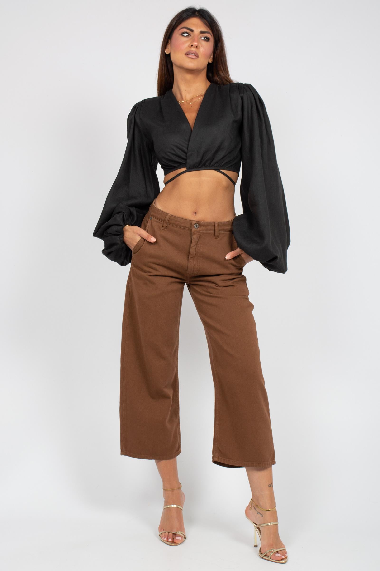 denim in bull di cotone M1AB0064 CACAO SOLOTRE 