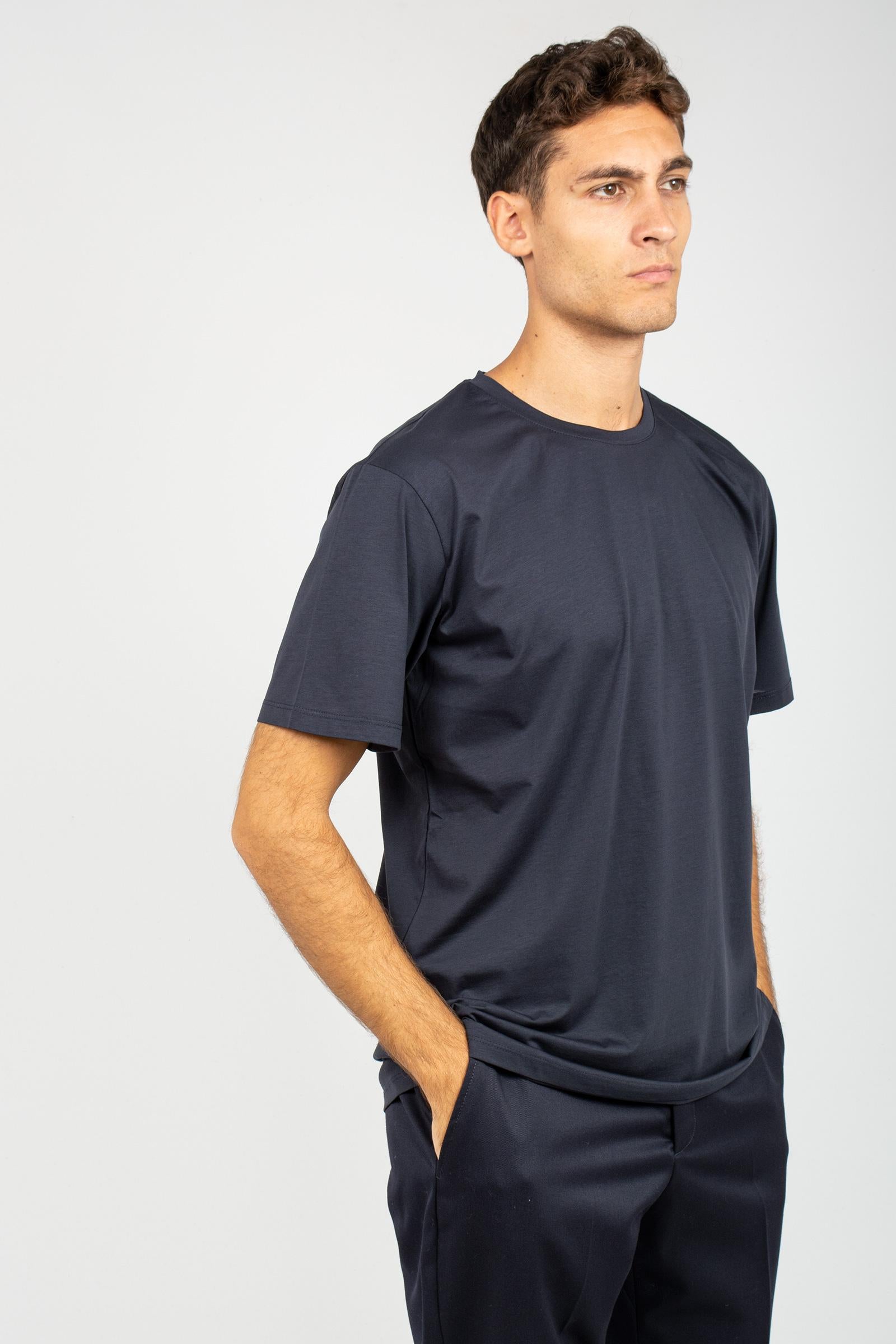 t-shirt in cotone B6F0049 NAVY AMARANTO 