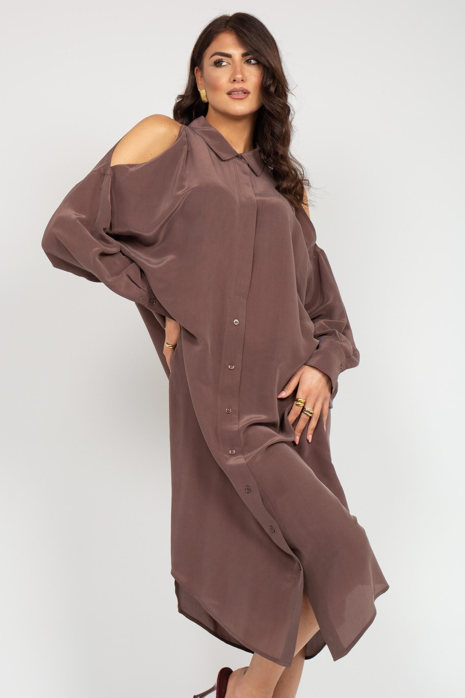 abito open shoulder in misto seta AB1548460239 240 SEVENTY 