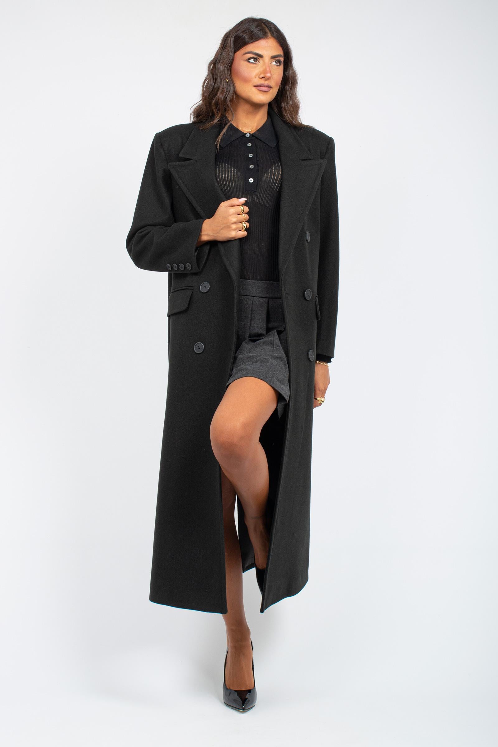 cappotto oversize doppio petto CT476ARTCP025 BLACK ACTUALEE 
