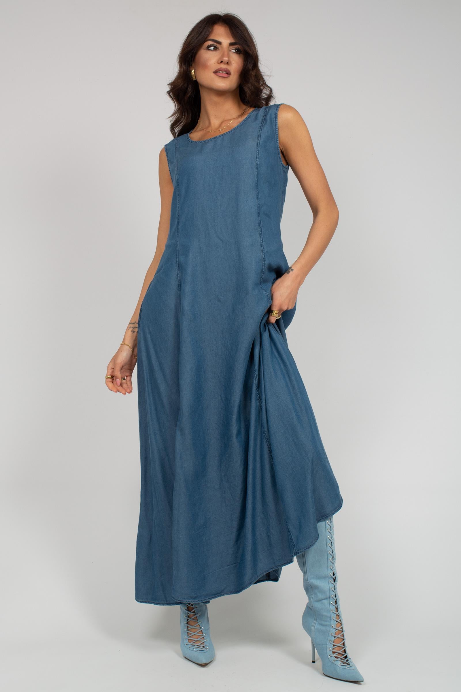 abito in lyocell effetto denim 7032R004897N 34 DIANA GALLESI 