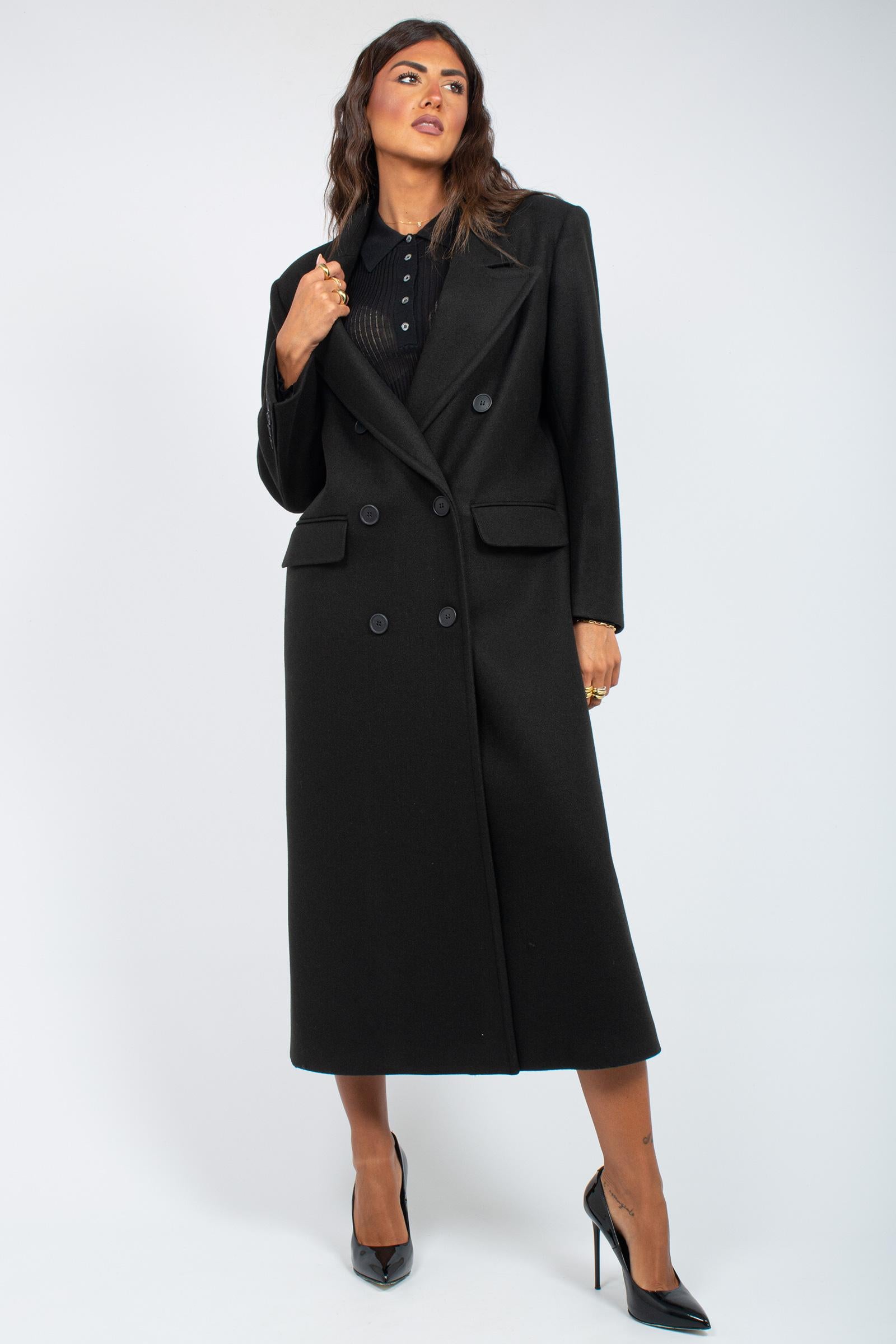 cappotto oversize doppio petto CT476ARTCP025 BLACK ACTUALEE 
