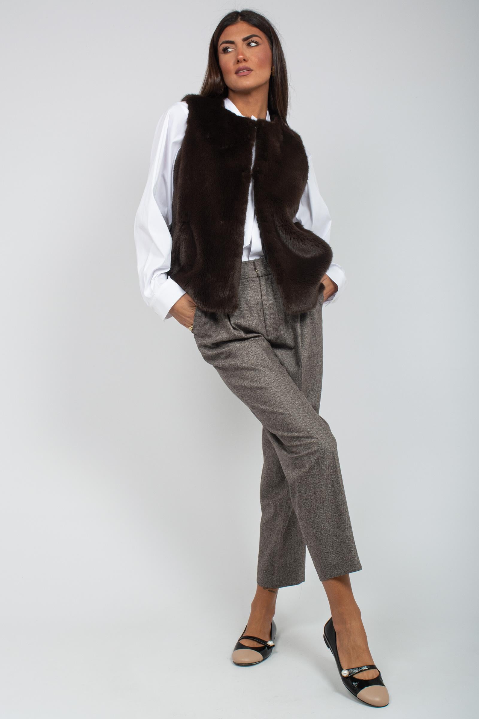 gilet in ecopelo 'giaietto' GIAIETTODD20 CIOCCO DOUUOD 