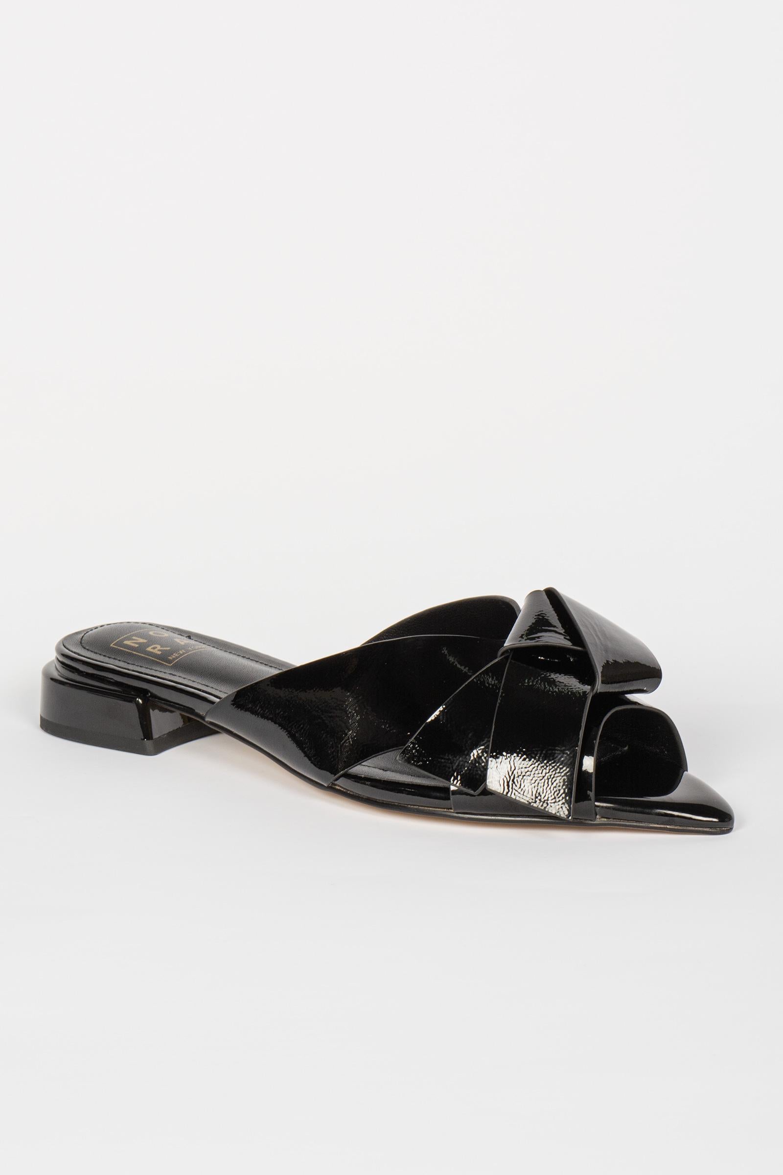 pantofola opentoe in naplak PE320NAPLAK NERO NORA NEW YORK 
