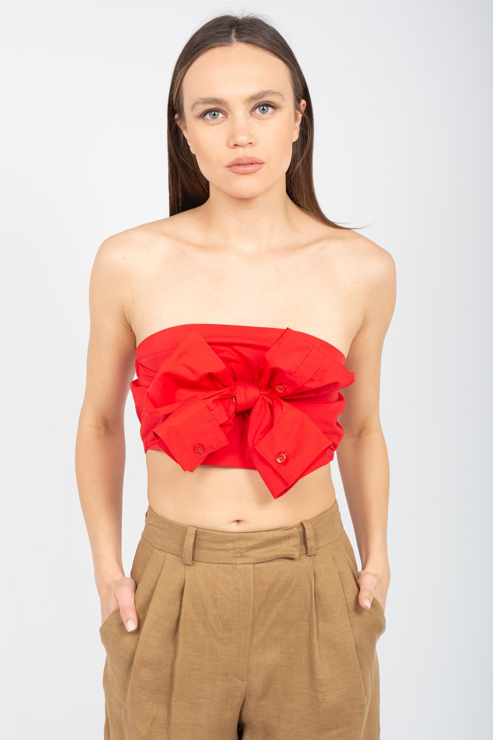 top camicia in cotone M1D0100 RED SOLOTRE 