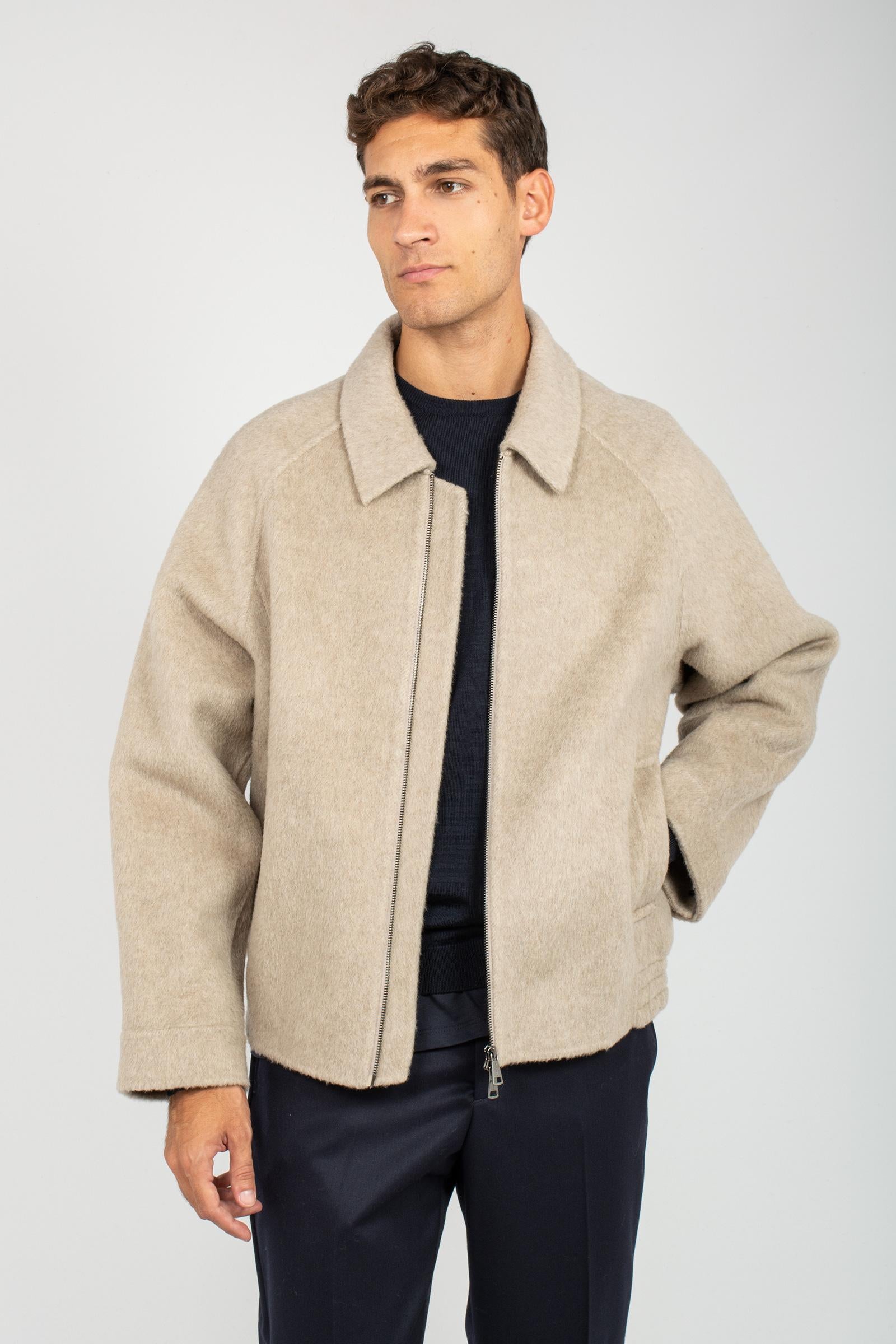 giacca con zip in lana e cammello B6F0009 NOCCIOLA AMARANTO 