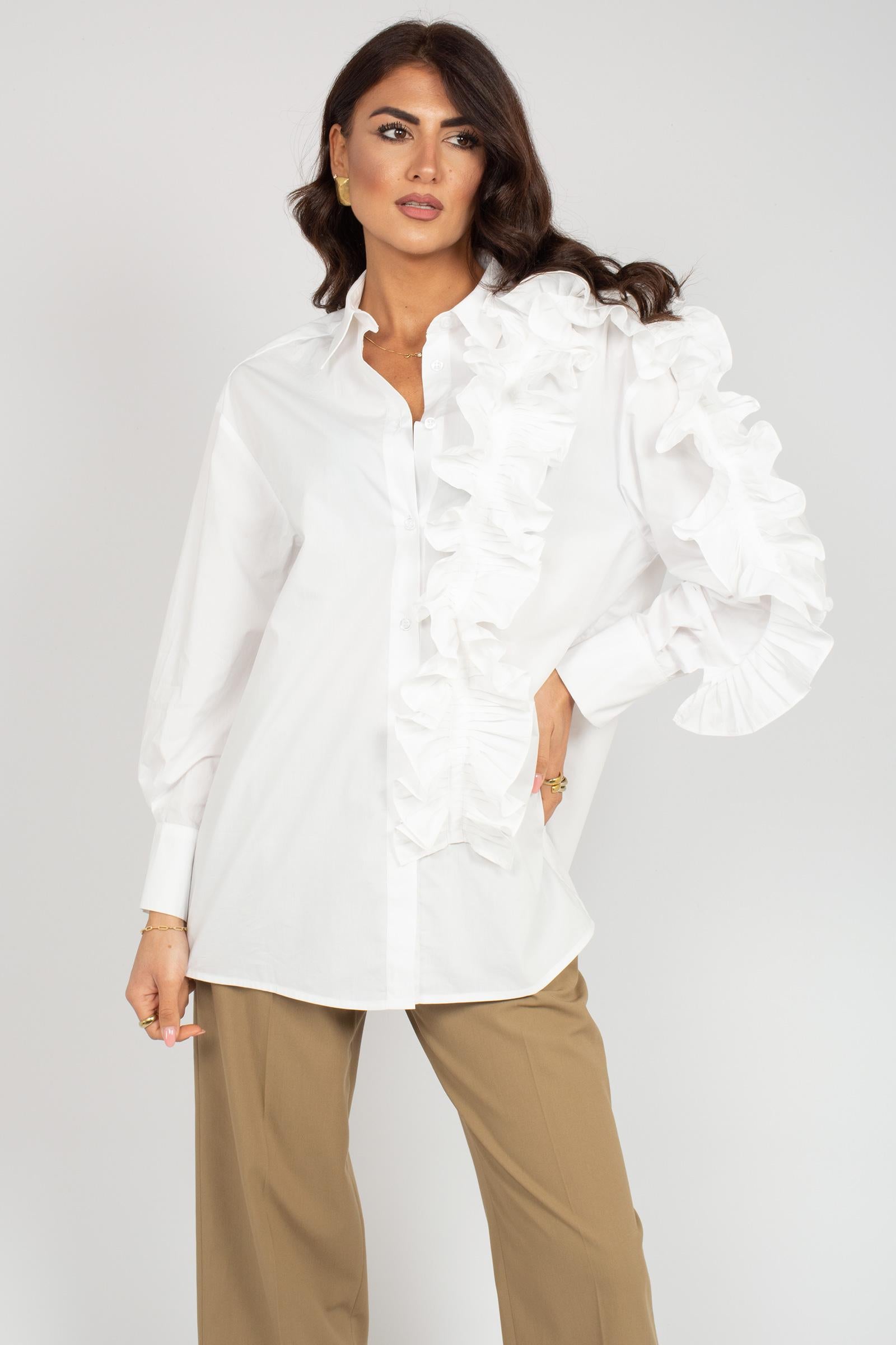 camicia in popeline di rouche S26SL16 W116 WEILI ZHENG 