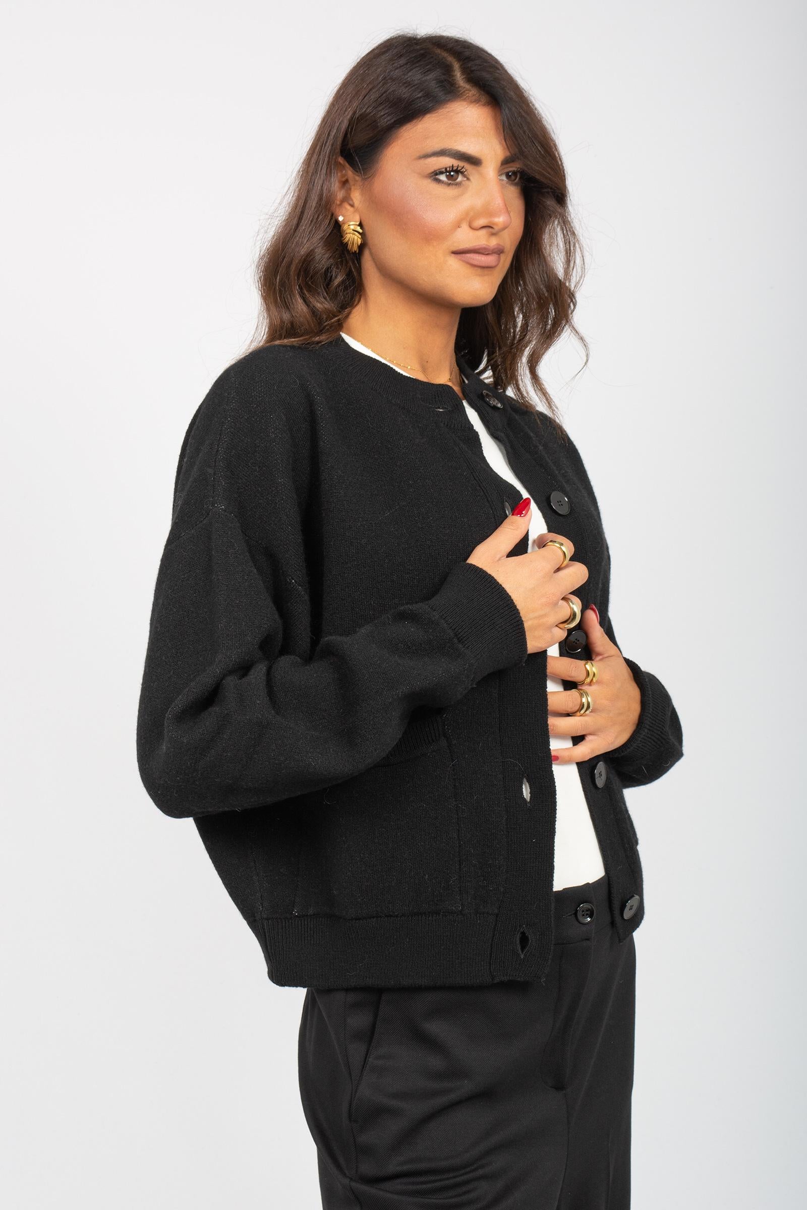 bomber oversize in lana M3F0116 NERO SOLOTRE 