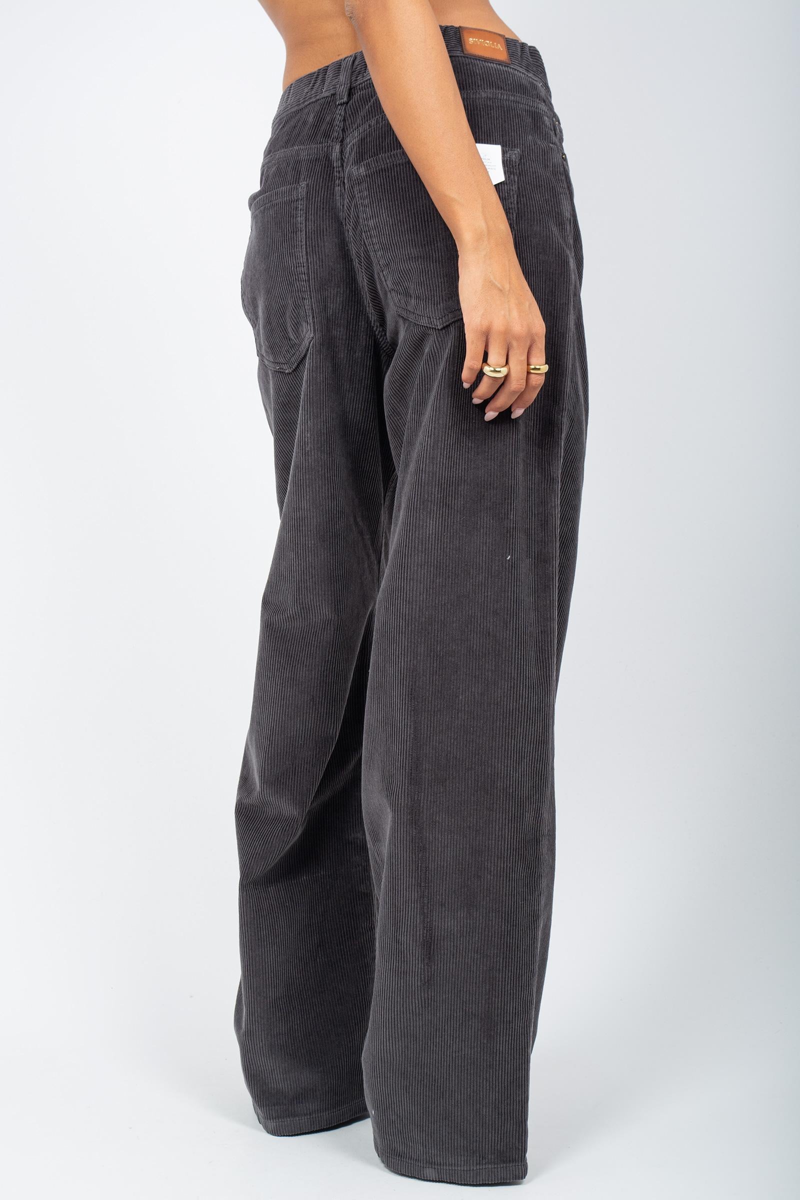 pantalone con elastico in velluto &#39;carmen&#39; SVW02412V0027 NERO SIVIGLIA 