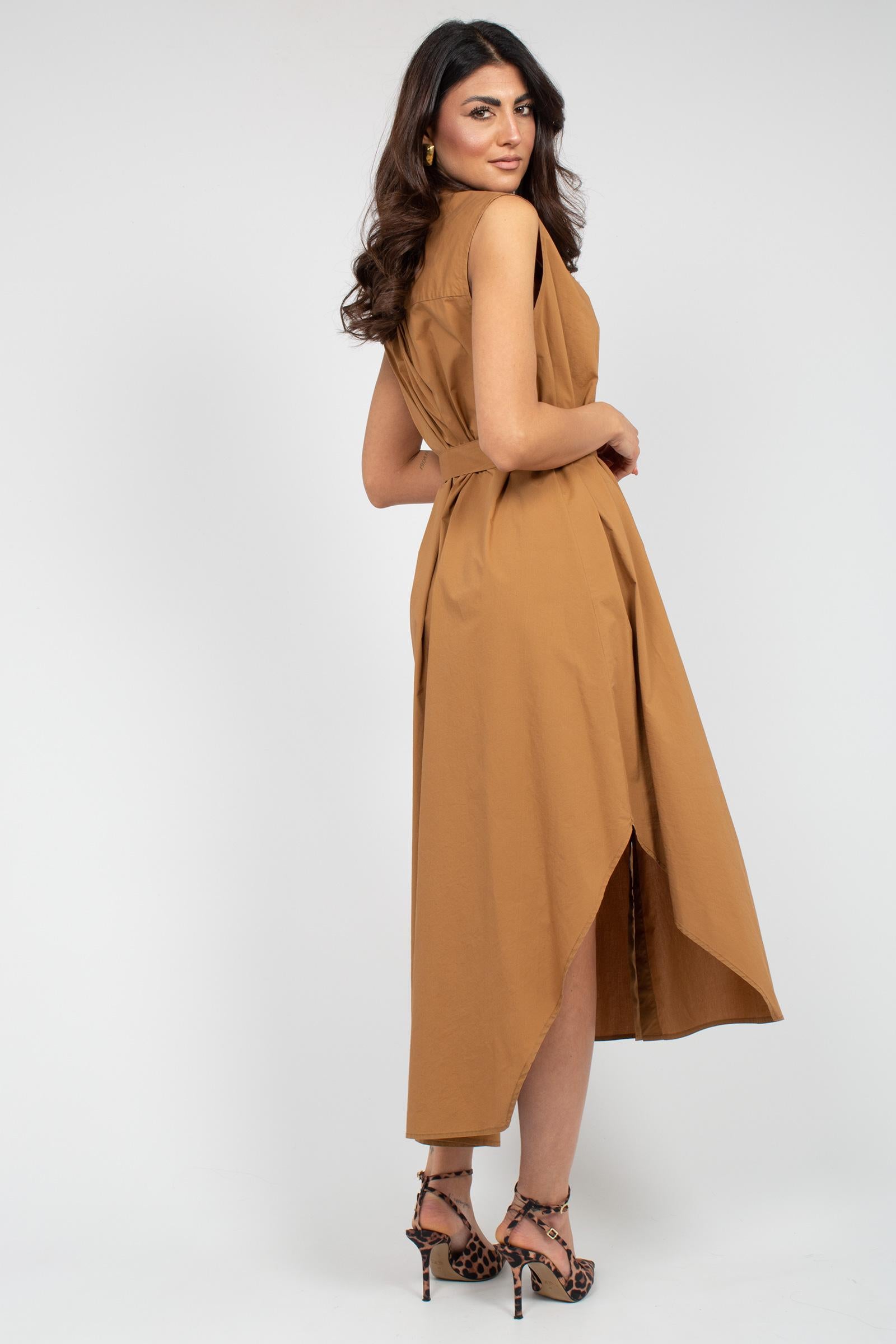 abito lungo in cotone con cintura VENNY307 1352 HANAMI D'OR 