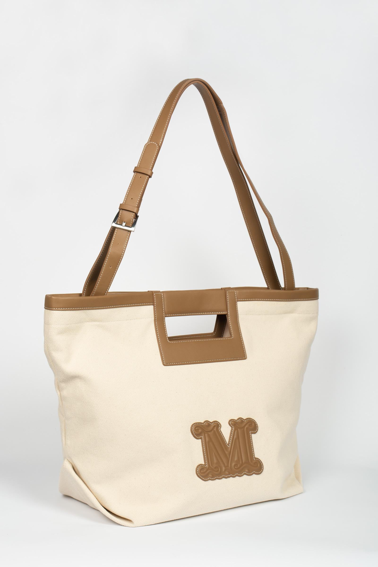 Shopper in tela di cotone 'ecru' 2616511039600 001 MAXMARA BEACHWARE 