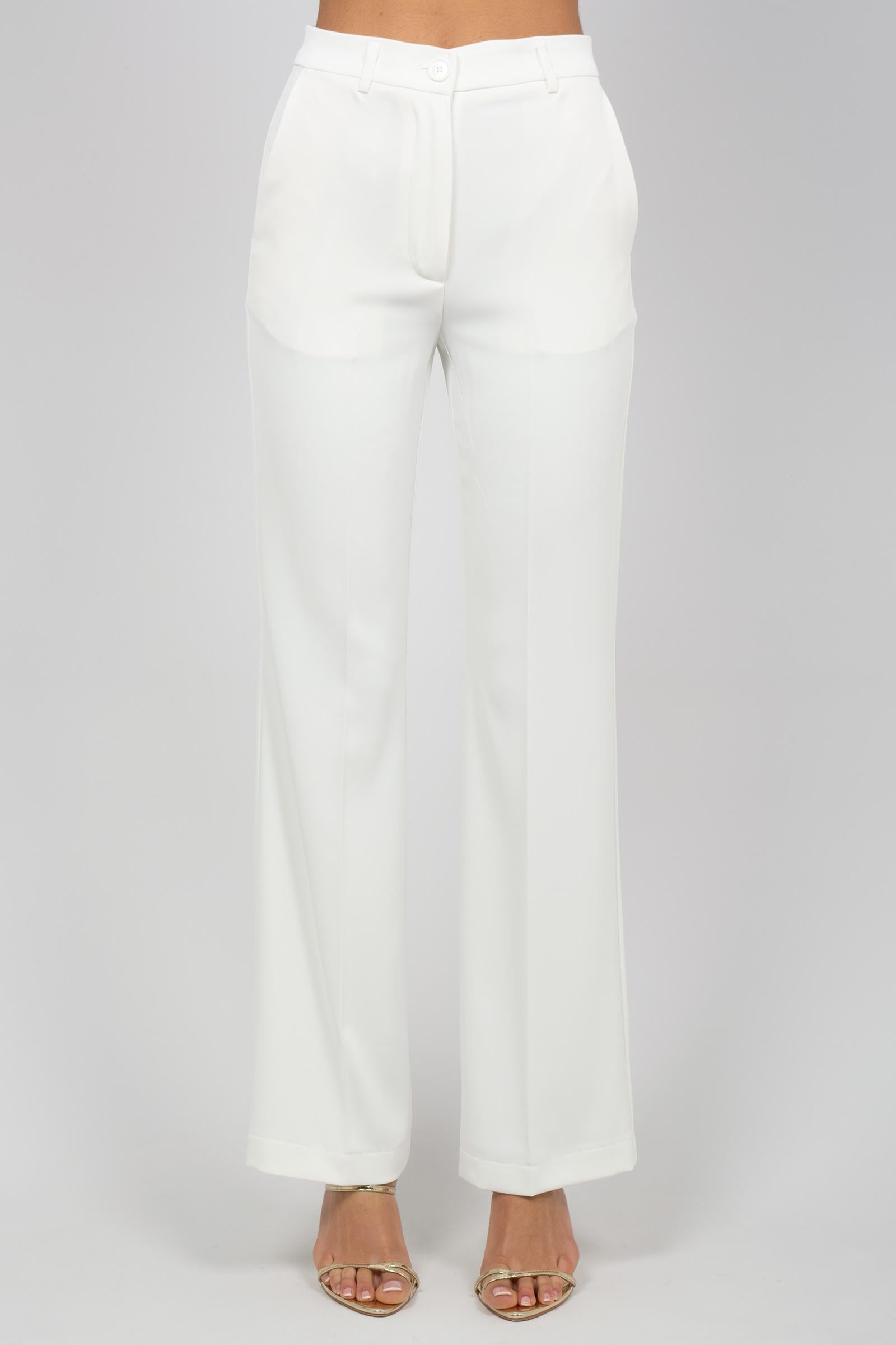pantalone in cadis M1AB0002 WHITE SOLOTRE 