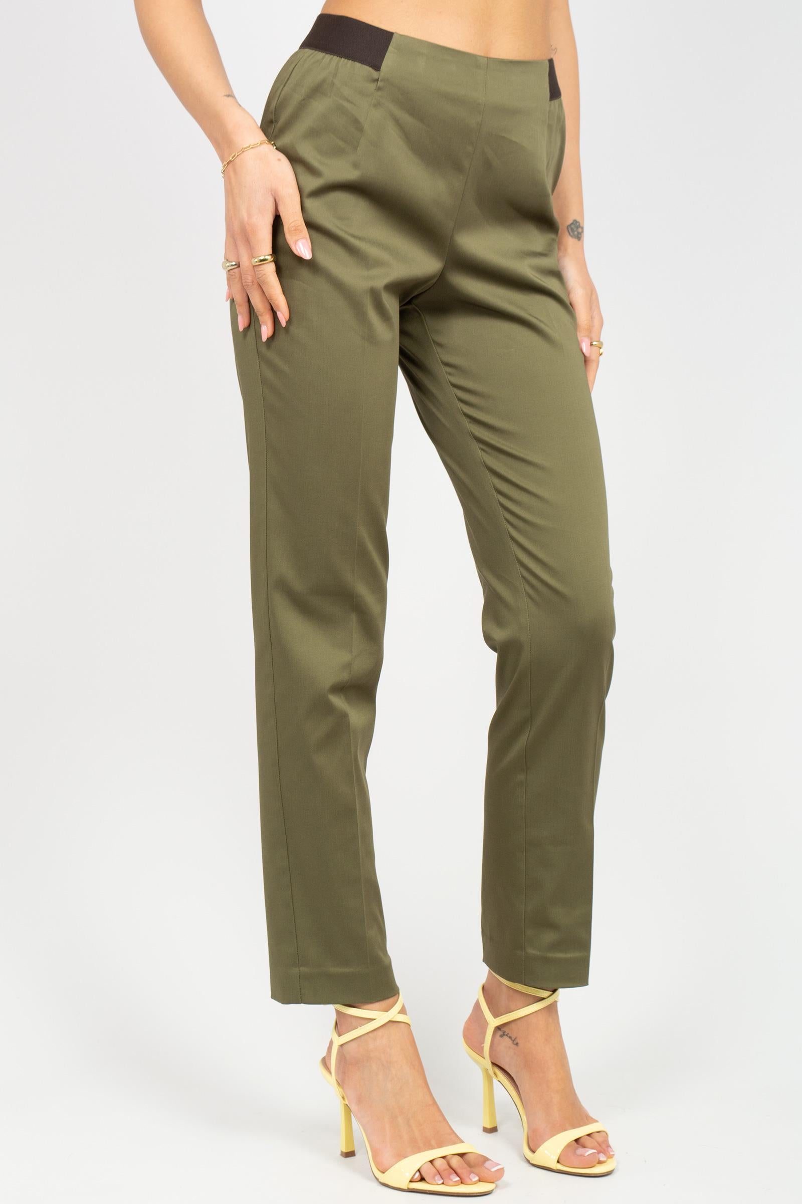pantalone in popeline di cotone P206MANILA VERDE SANGERMANO 