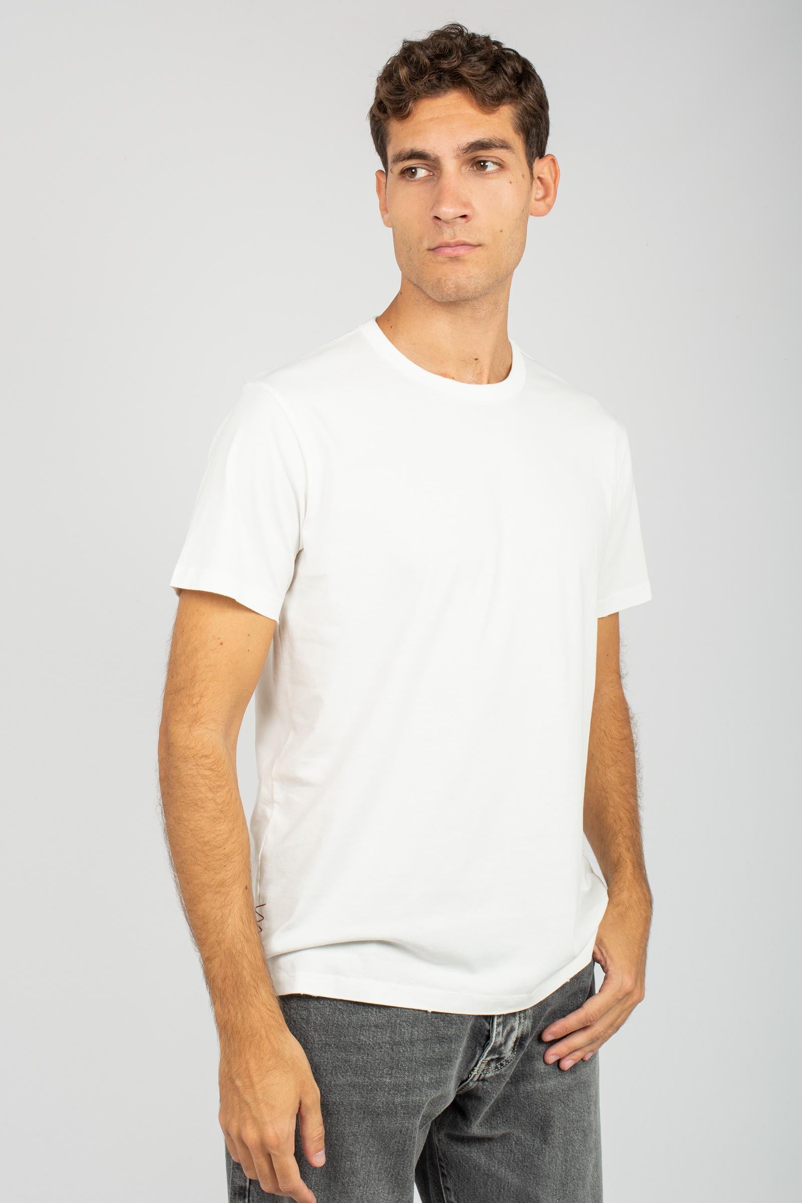 t-shirt in cotone B6F0042 NATURALE AMARANTO 