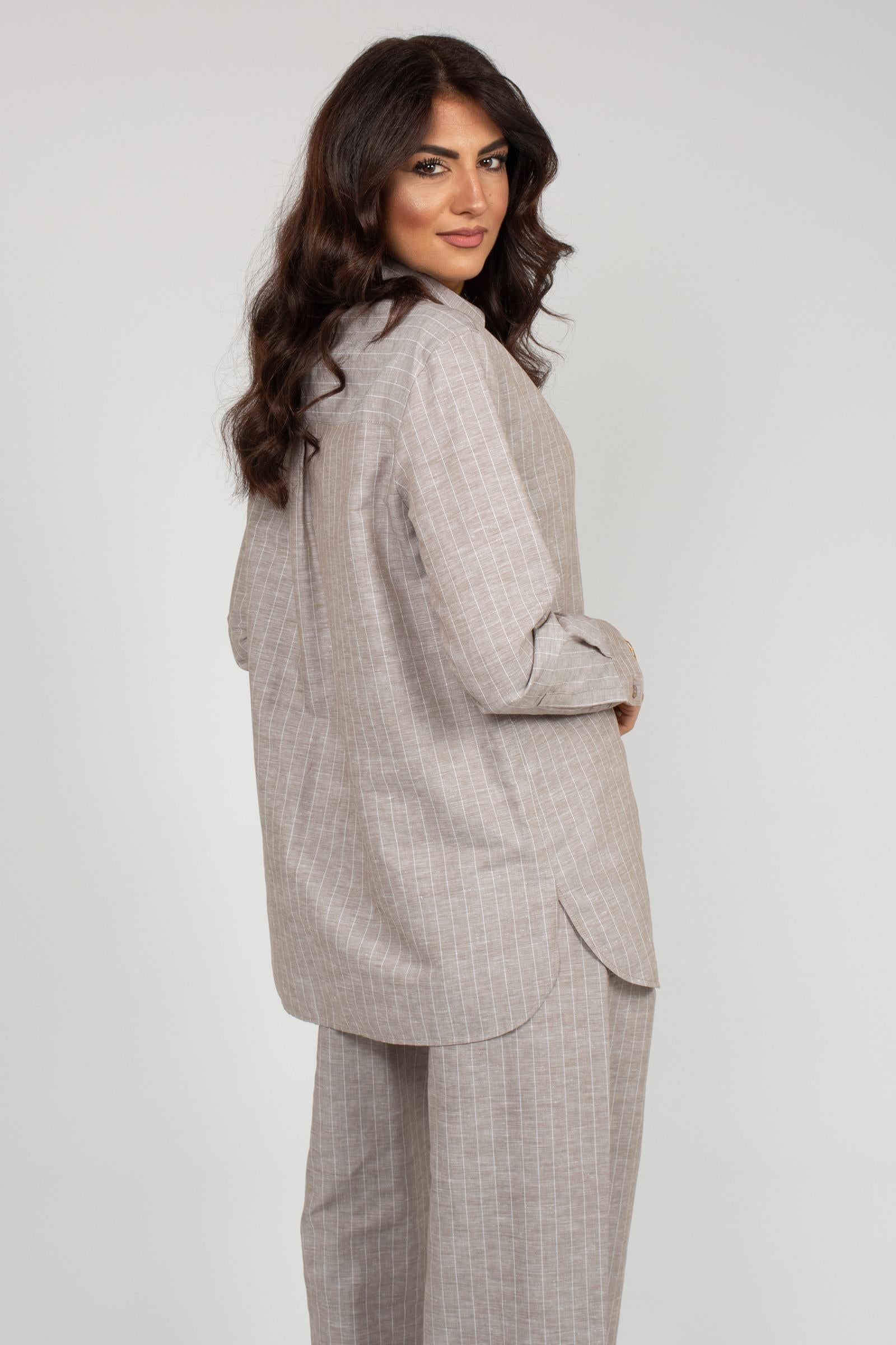 Camicia in lino a righe 'ululo' 2616111018600 004 MM - MAX MARA 