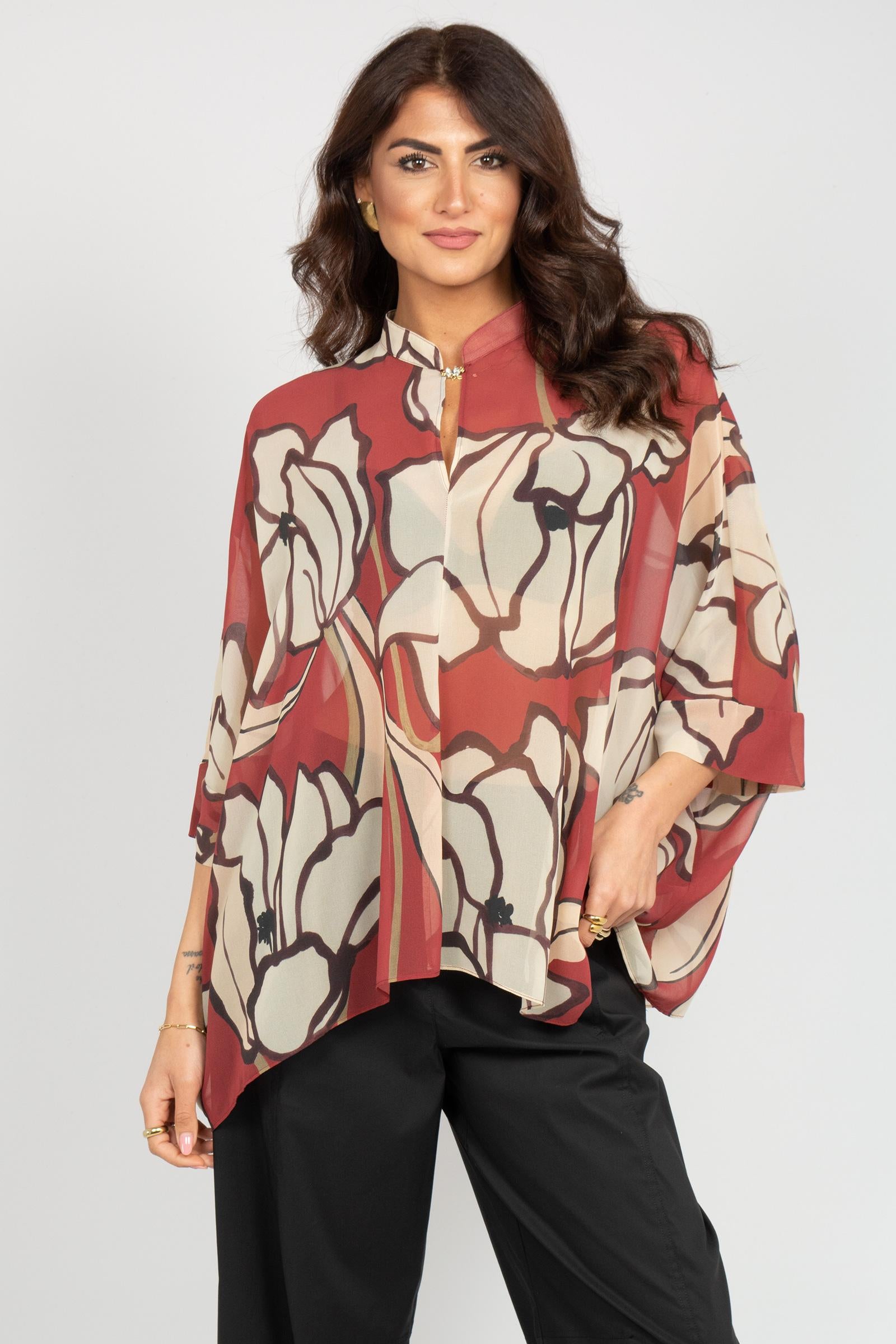 camicia oversize in georgette stampata 2226E100354N 01 DIANA GALLESI 